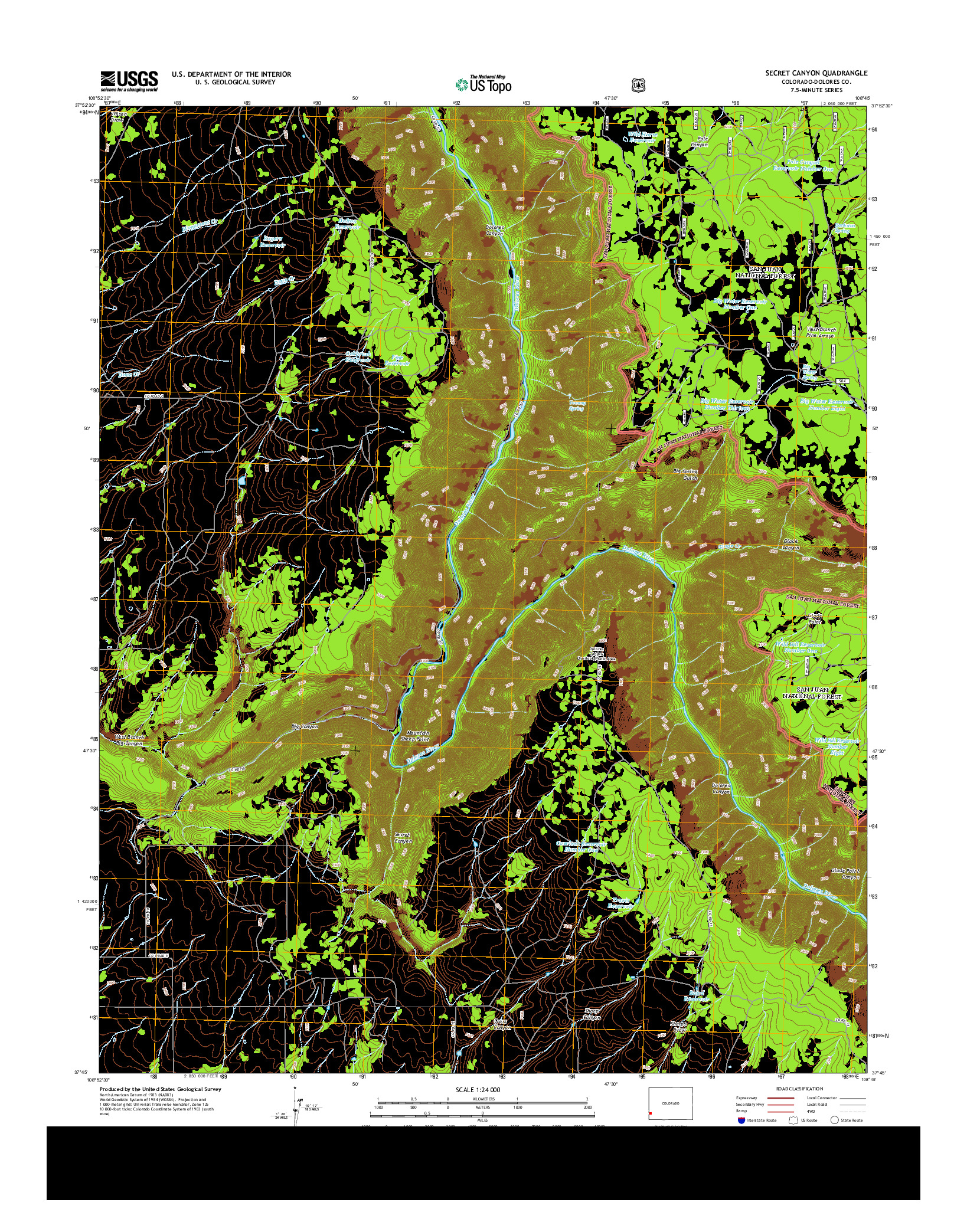 USGS US TOPO 7.5-MINUTE MAP FOR SECRET CANYON, CO 2013