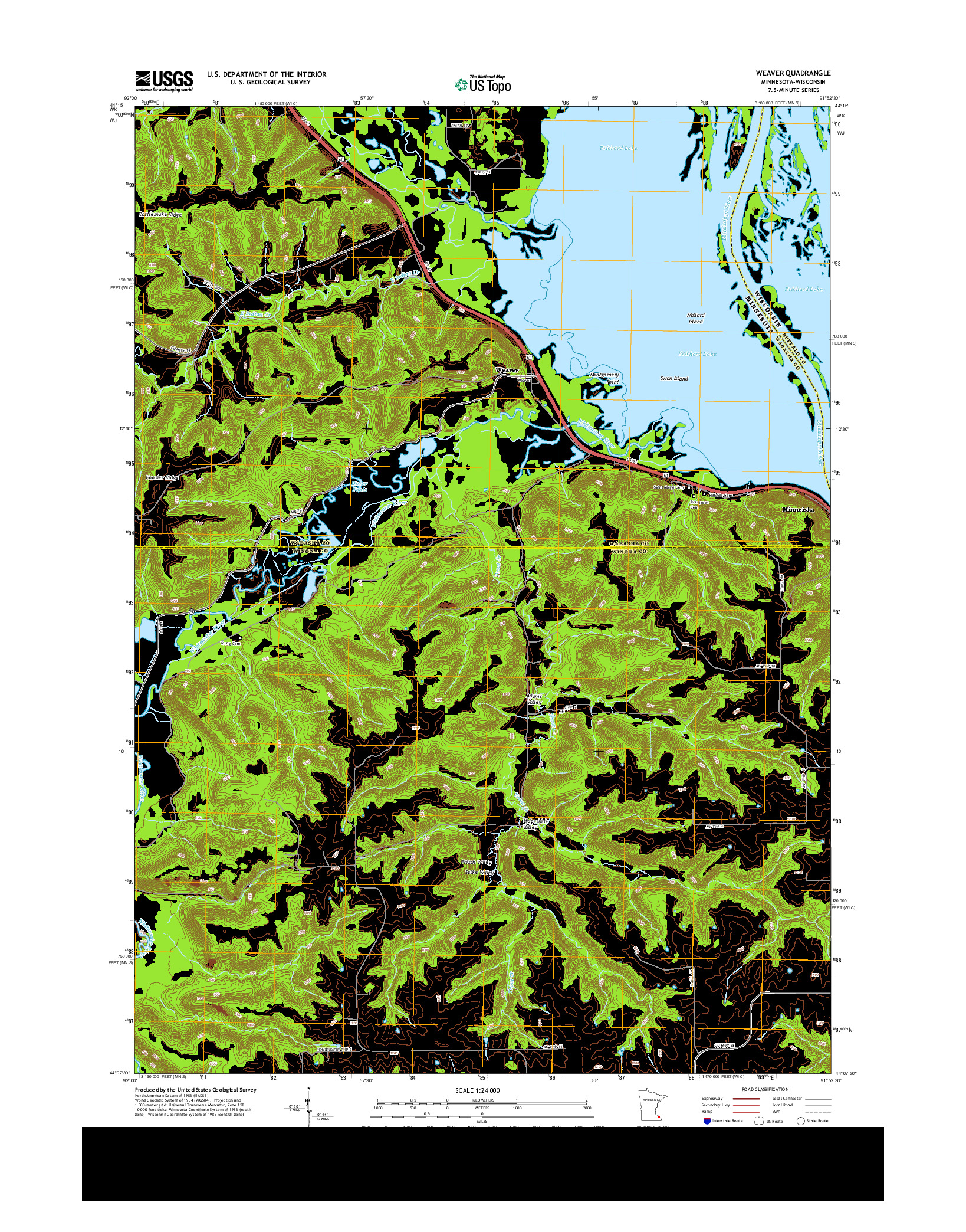 USGS US TOPO 7.5-MINUTE MAP FOR WEAVER, MN-WI 2013