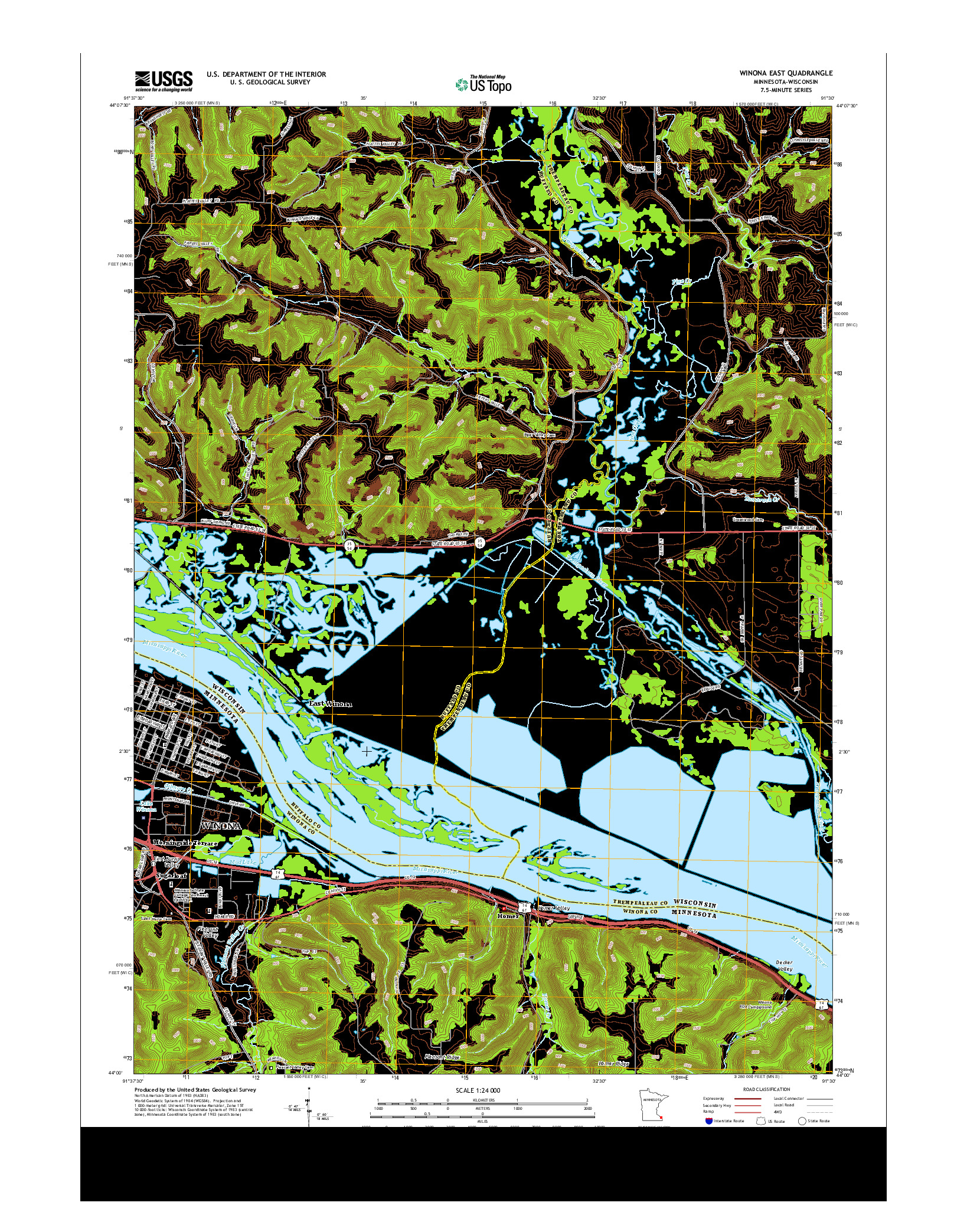 USGS US TOPO 7.5-MINUTE MAP FOR WINONA EAST, MN-WI 2013