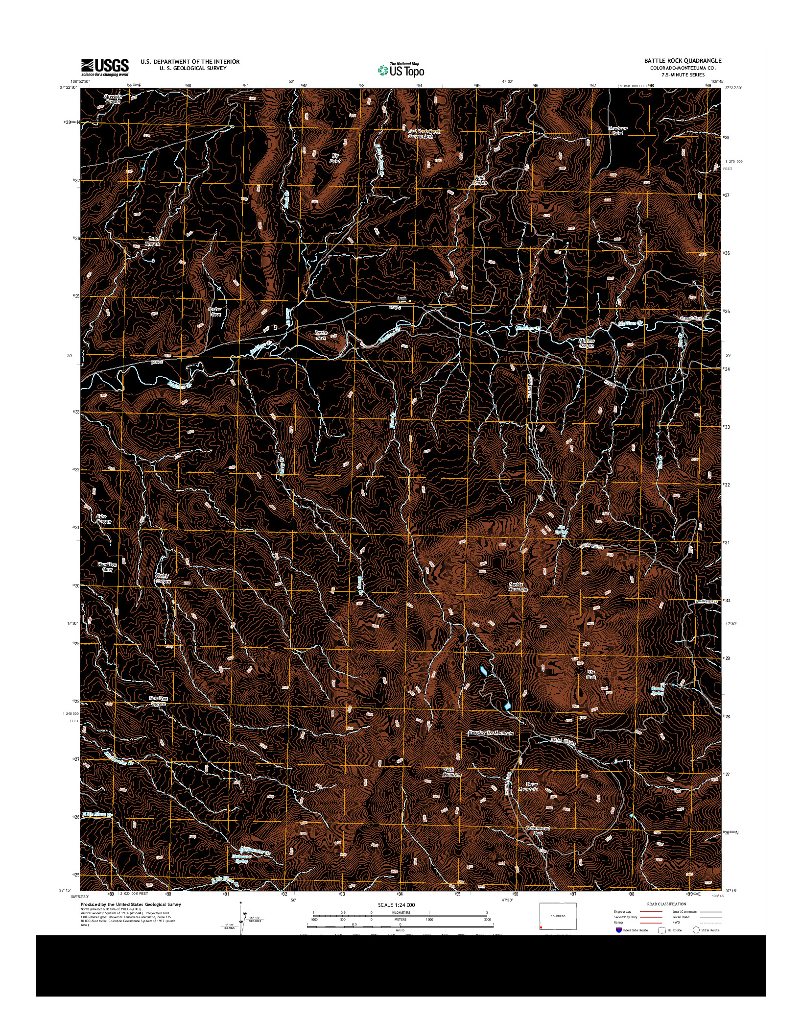 USGS US TOPO 7.5-MINUTE MAP FOR BATTLE ROCK, CO 2013