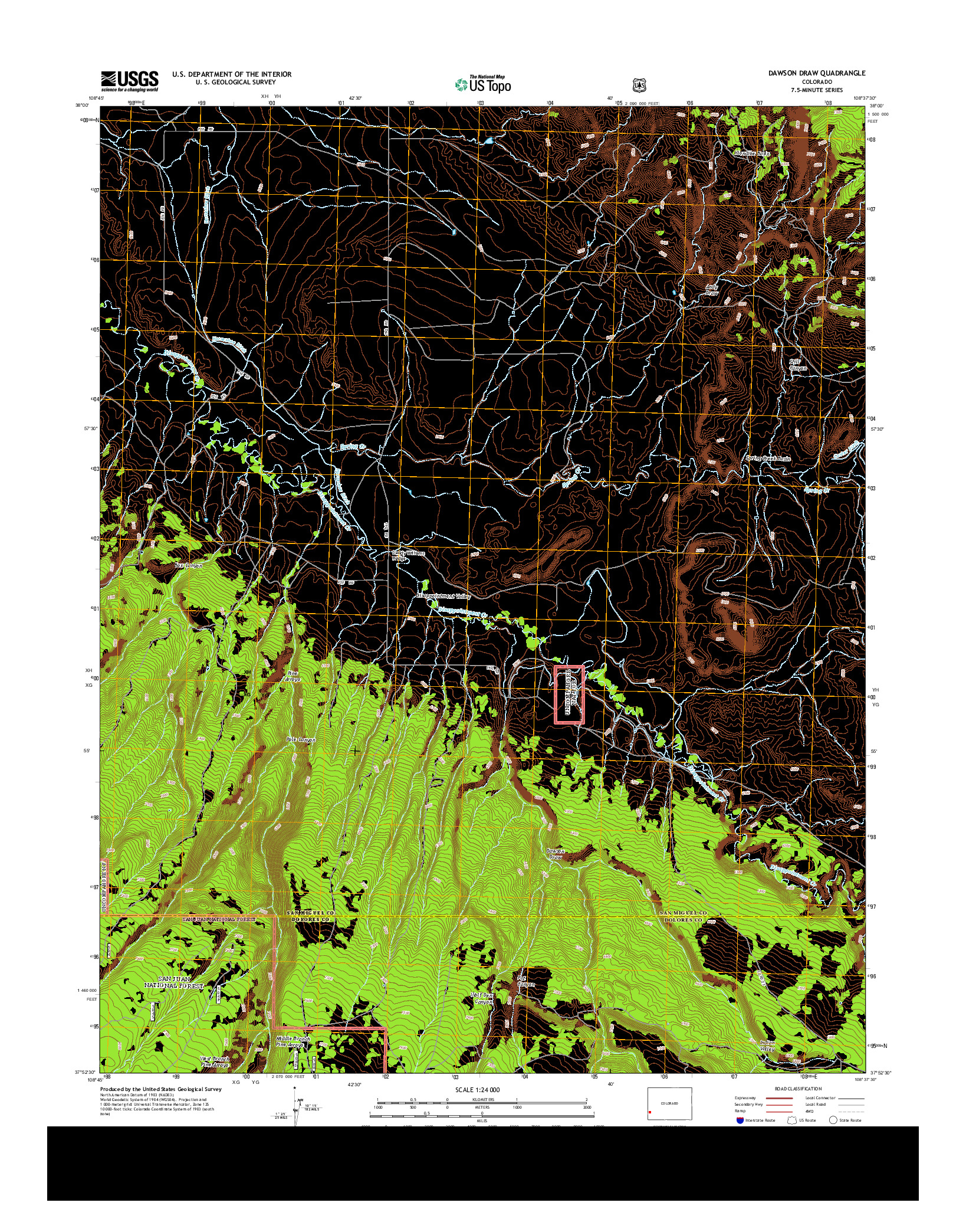 USGS US TOPO 7.5-MINUTE MAP FOR DAWSON DRAW, CO 2013