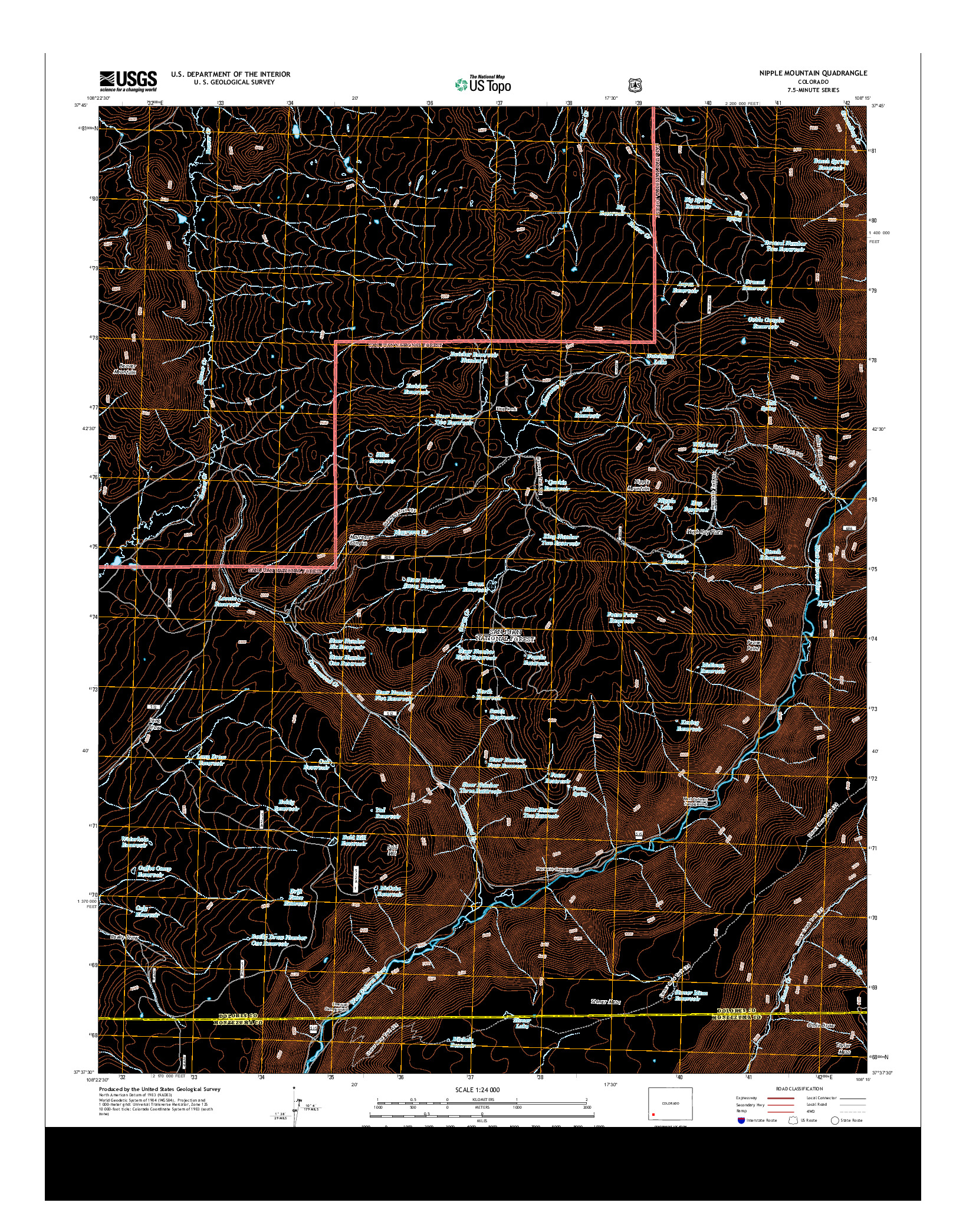 USGS US TOPO 7.5-MINUTE MAP FOR NIPPLE MOUNTAIN, CO 2013