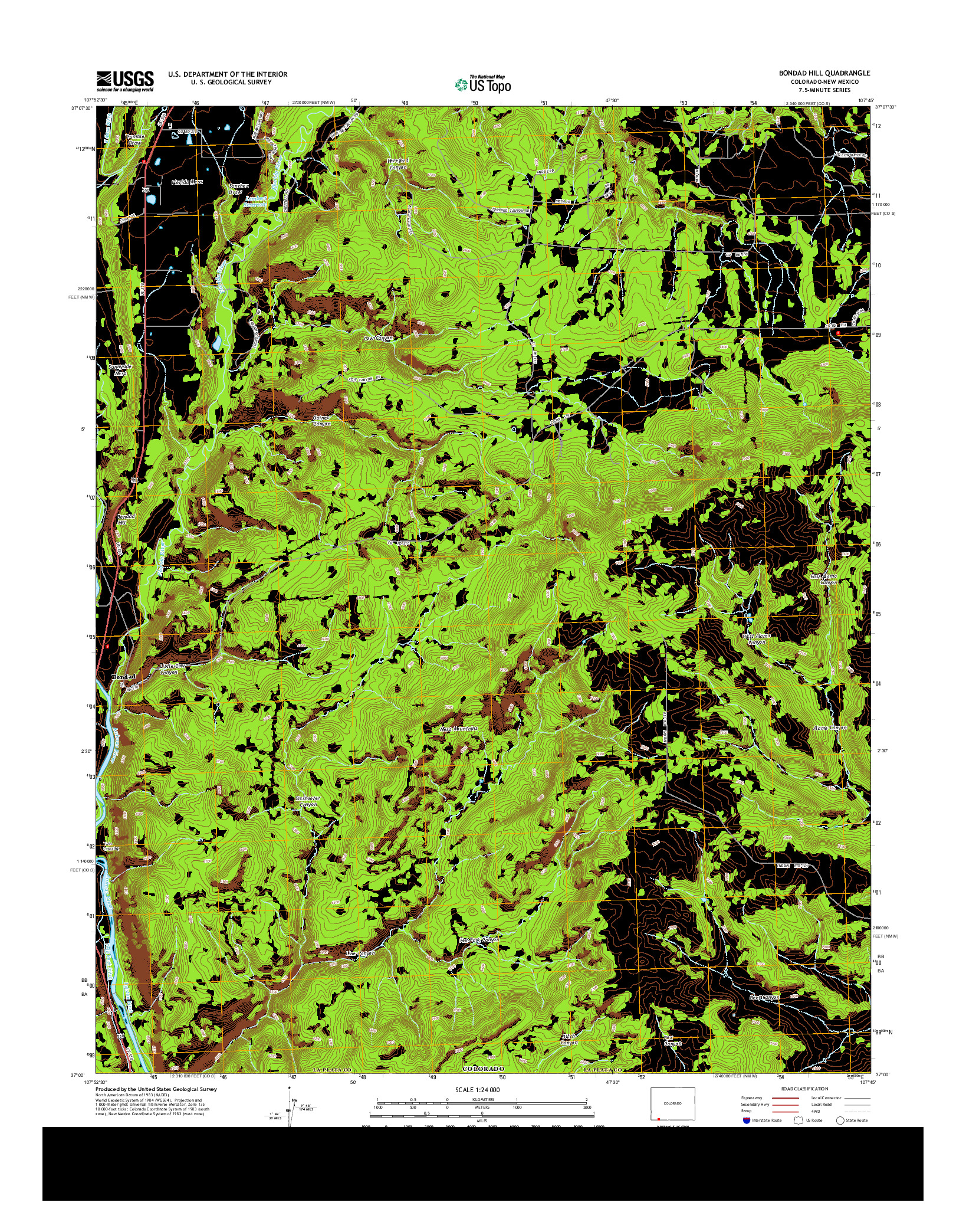 USGS US TOPO 7.5-MINUTE MAP FOR BONDAD HILL, CO-NM 2013