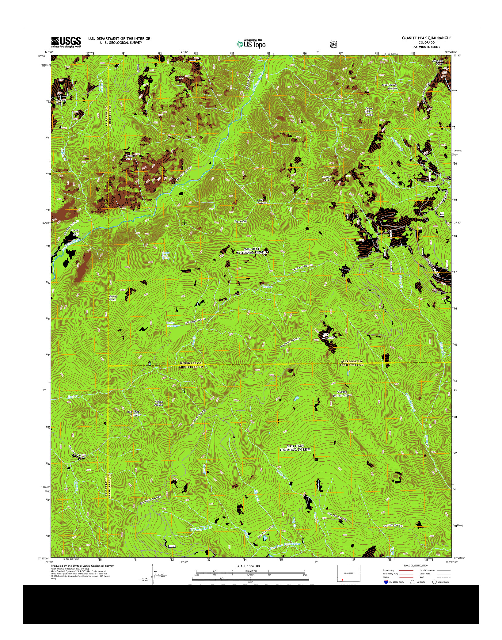 USGS US TOPO 7.5-MINUTE MAP FOR GRANITE PEAK, CO 2013