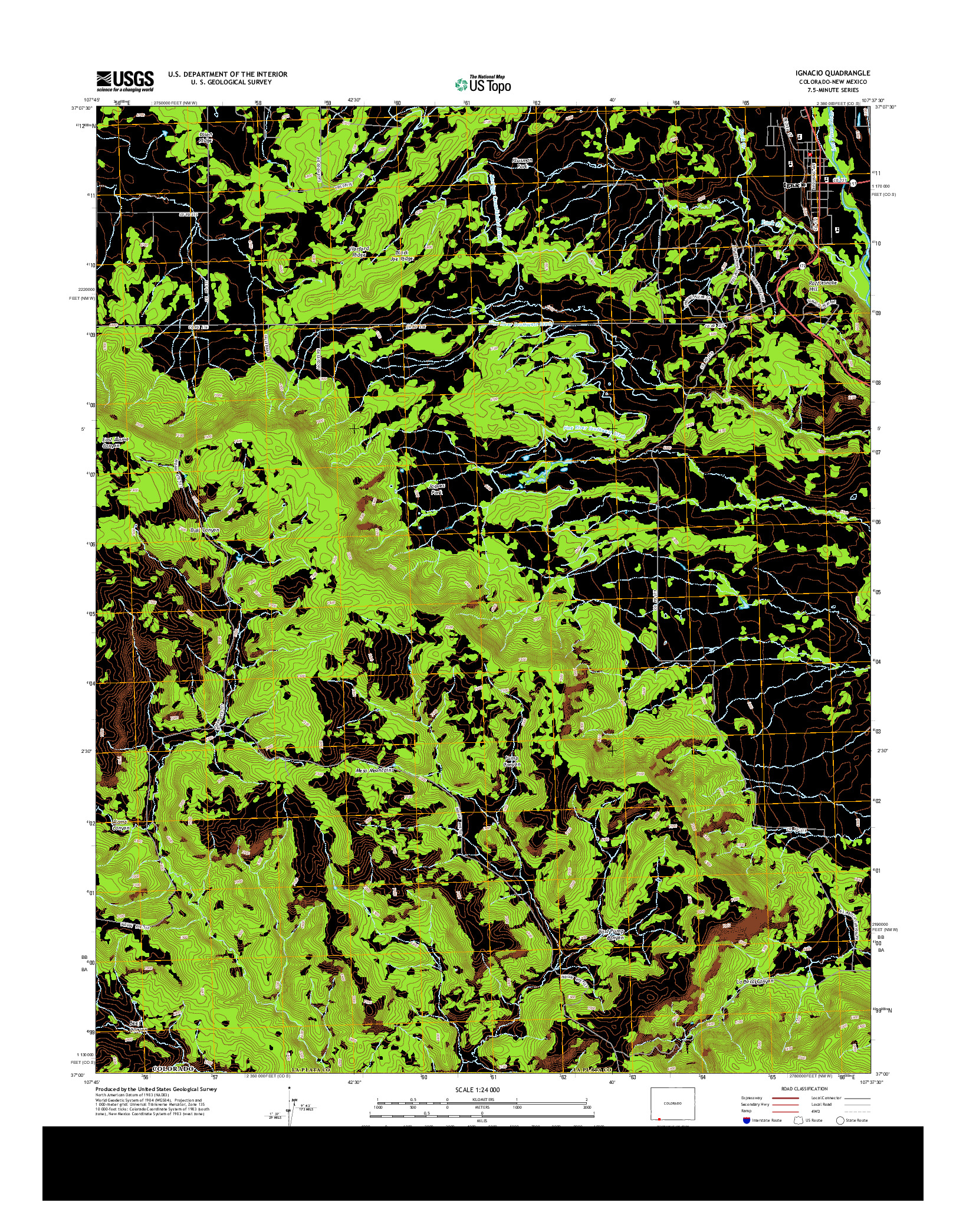 USGS US TOPO 7.5-MINUTE MAP FOR IGNACIO, CO-NM 2013