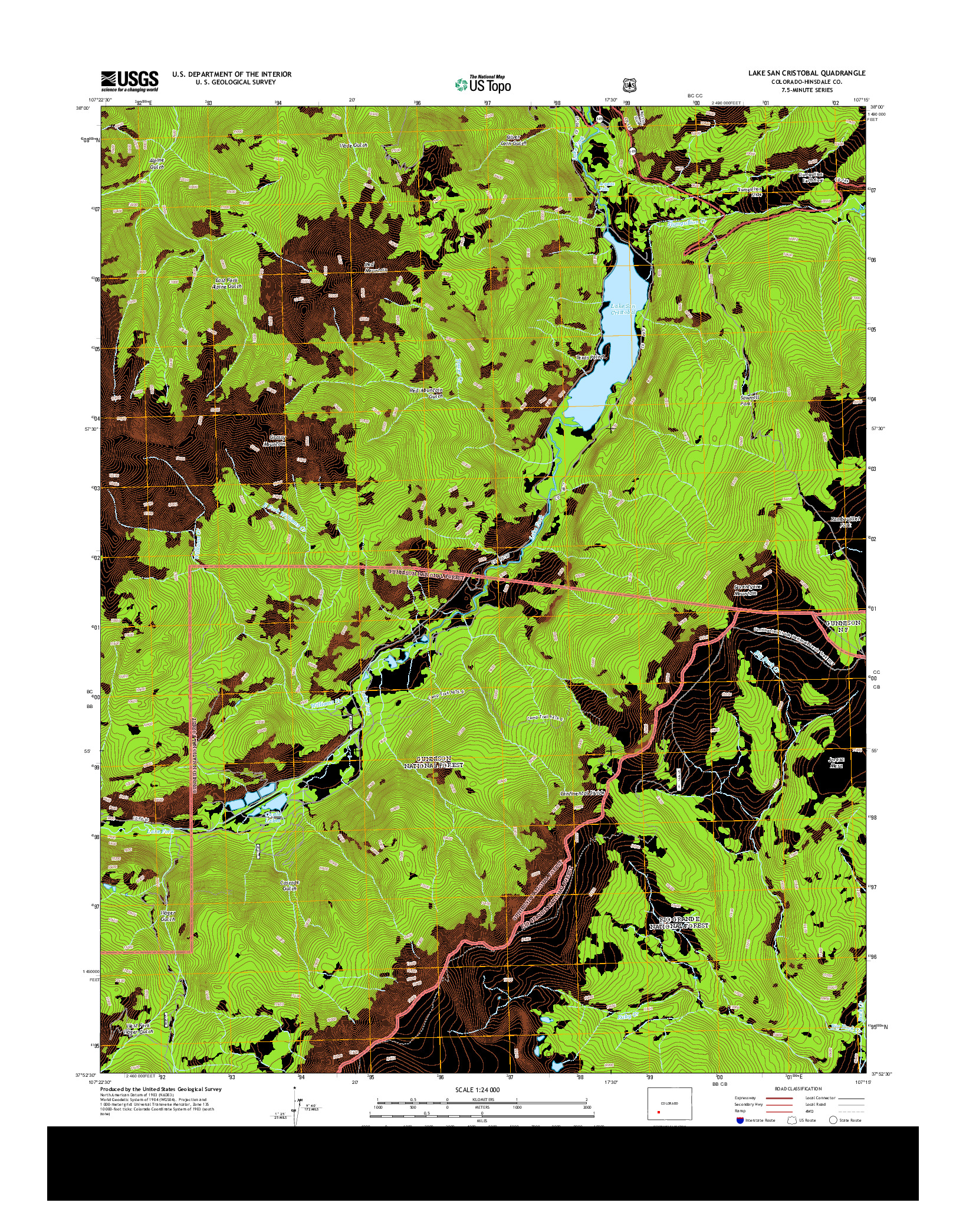 USGS US TOPO 7.5-MINUTE MAP FOR LAKE SAN CRISTOBAL, CO 2013