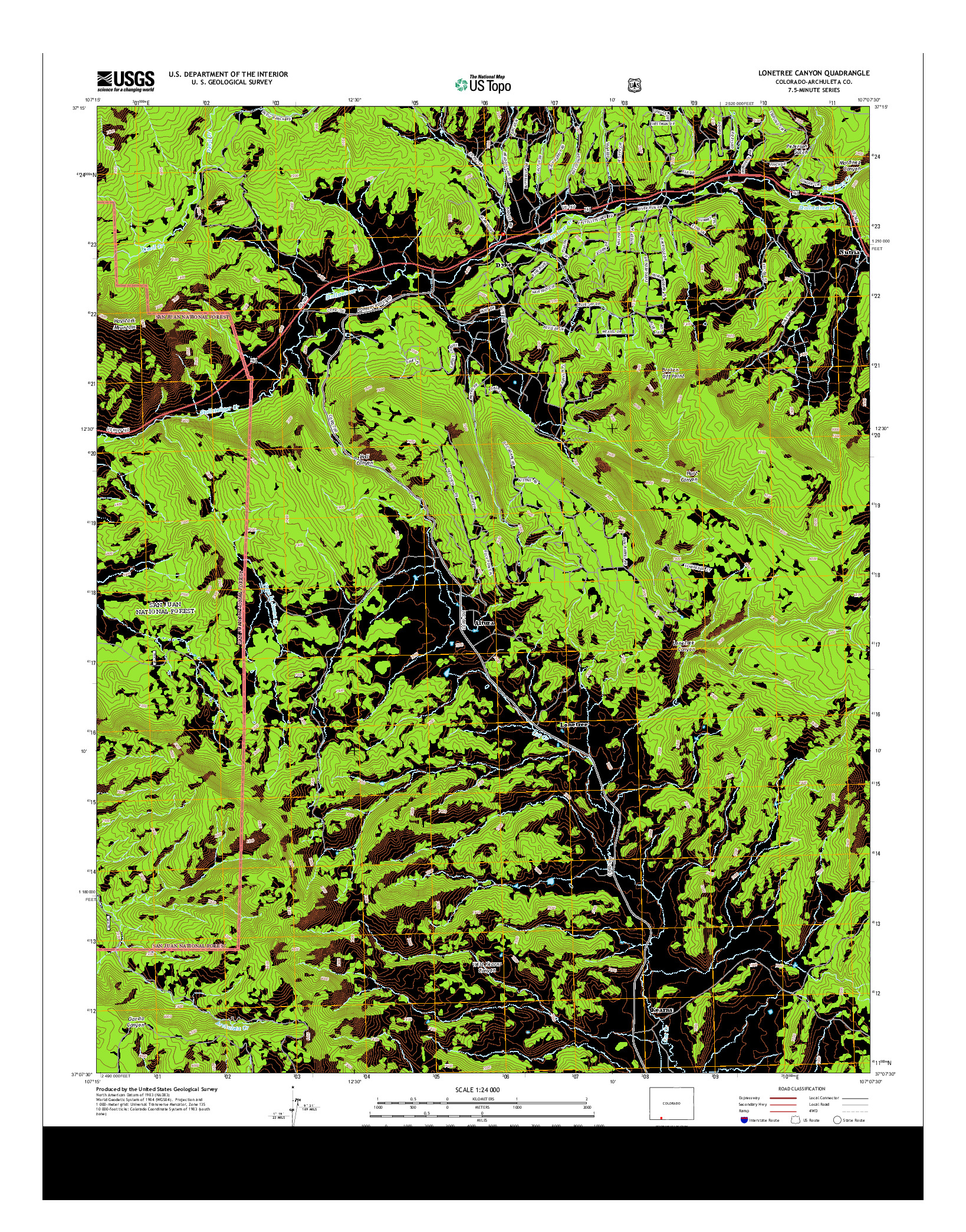 USGS US TOPO 7.5-MINUTE MAP FOR LONETREE CANYON, CO 2013