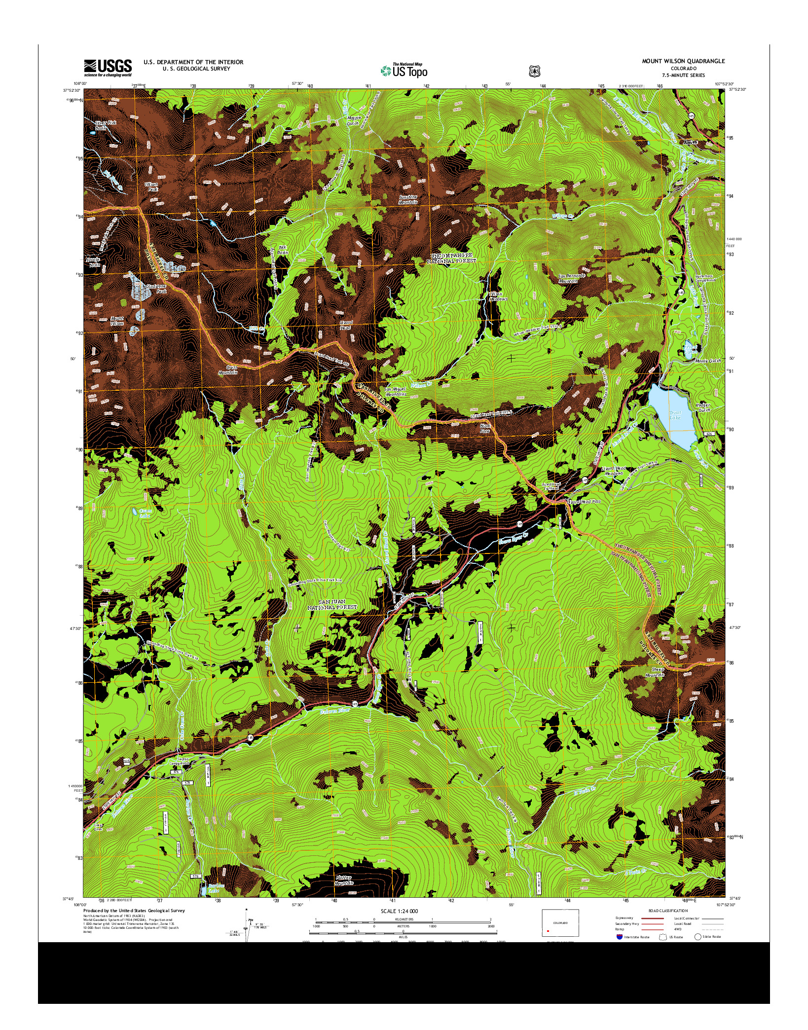 USGS US TOPO 7.5-MINUTE MAP FOR MOUNT WILSON, CO 2013