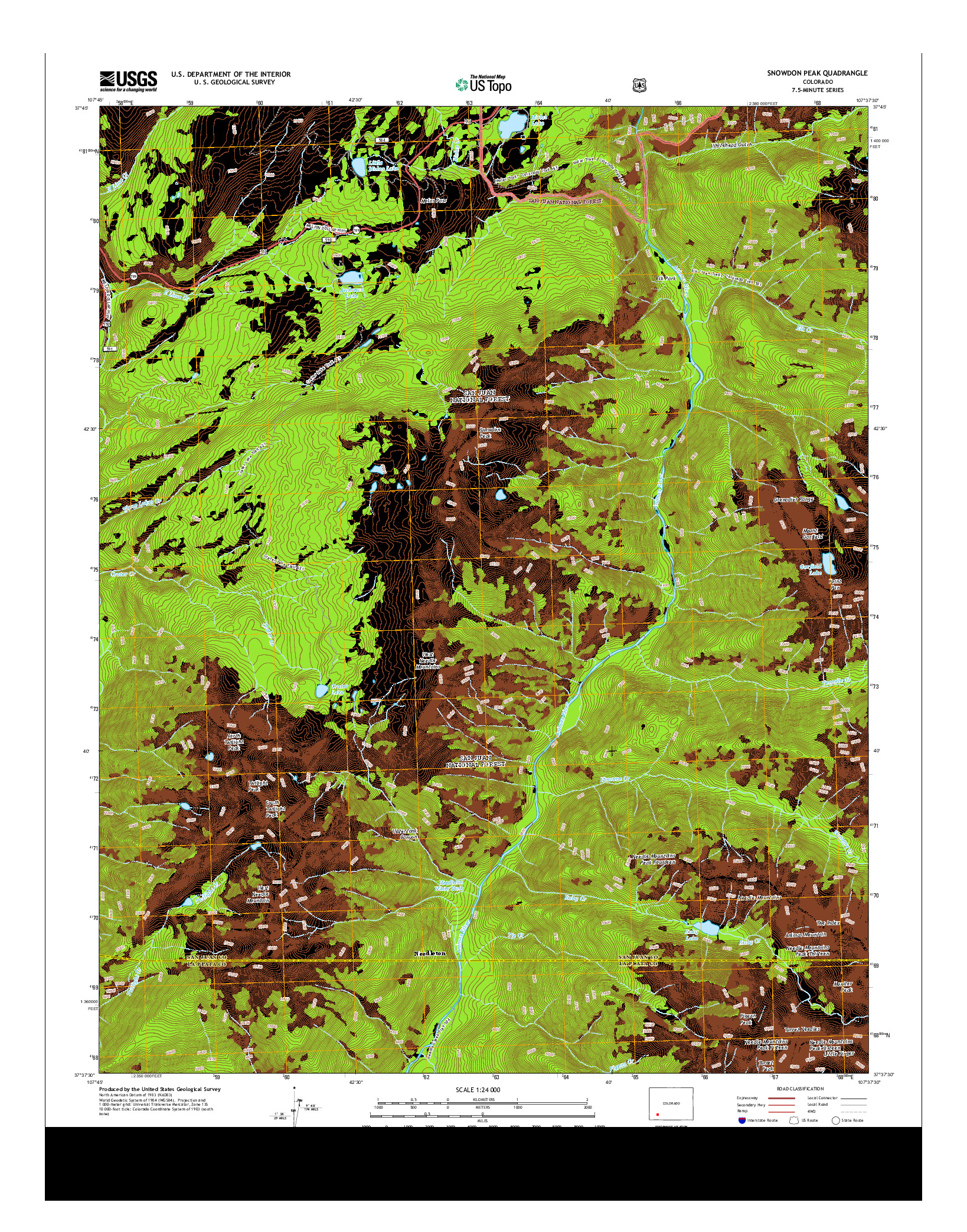 USGS US TOPO 7.5-MINUTE MAP FOR SNOWDON PEAK, CO 2013