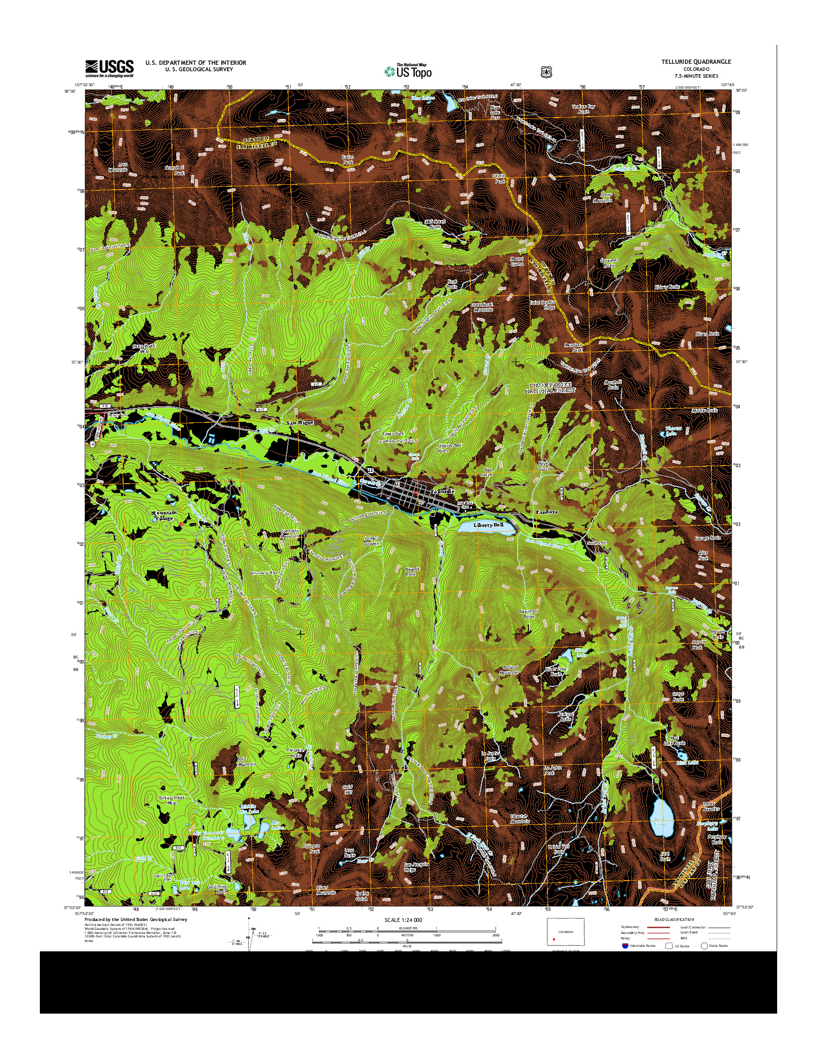 USGS US TOPO 7.5-MINUTE MAP FOR TELLURIDE, CO 2013