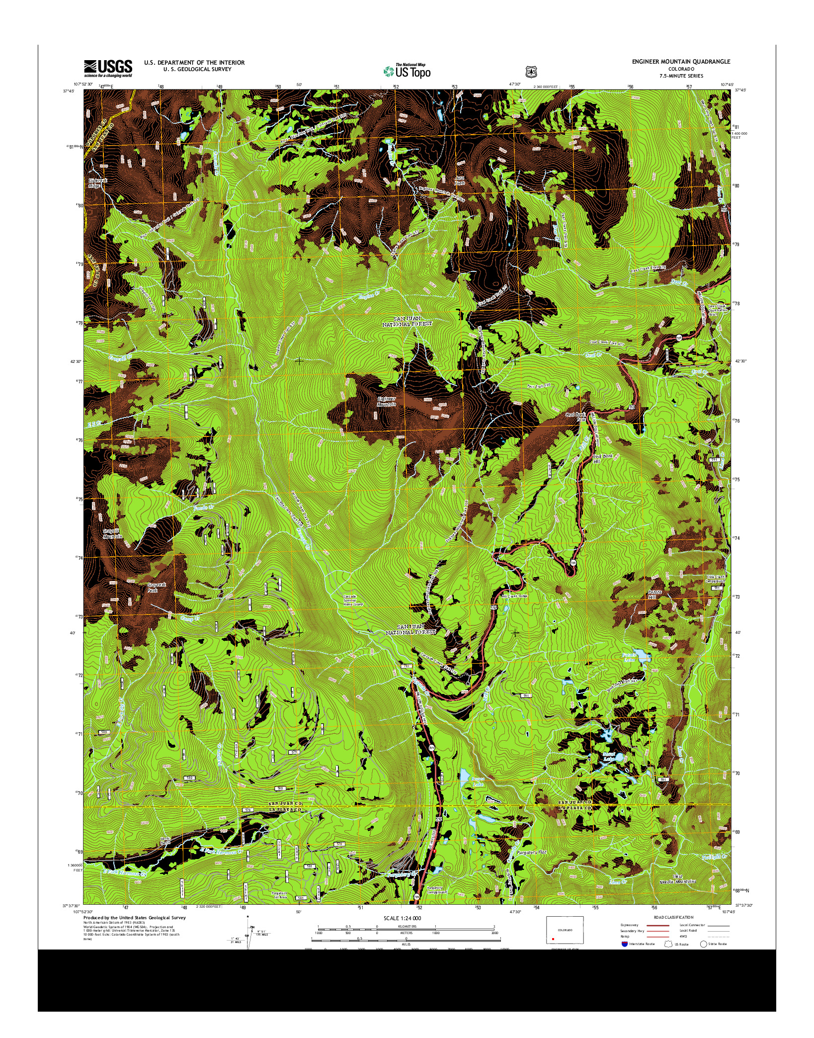 USGS US TOPO 7.5-MINUTE MAP FOR ENGINEER MOUNTAIN, CO 2013