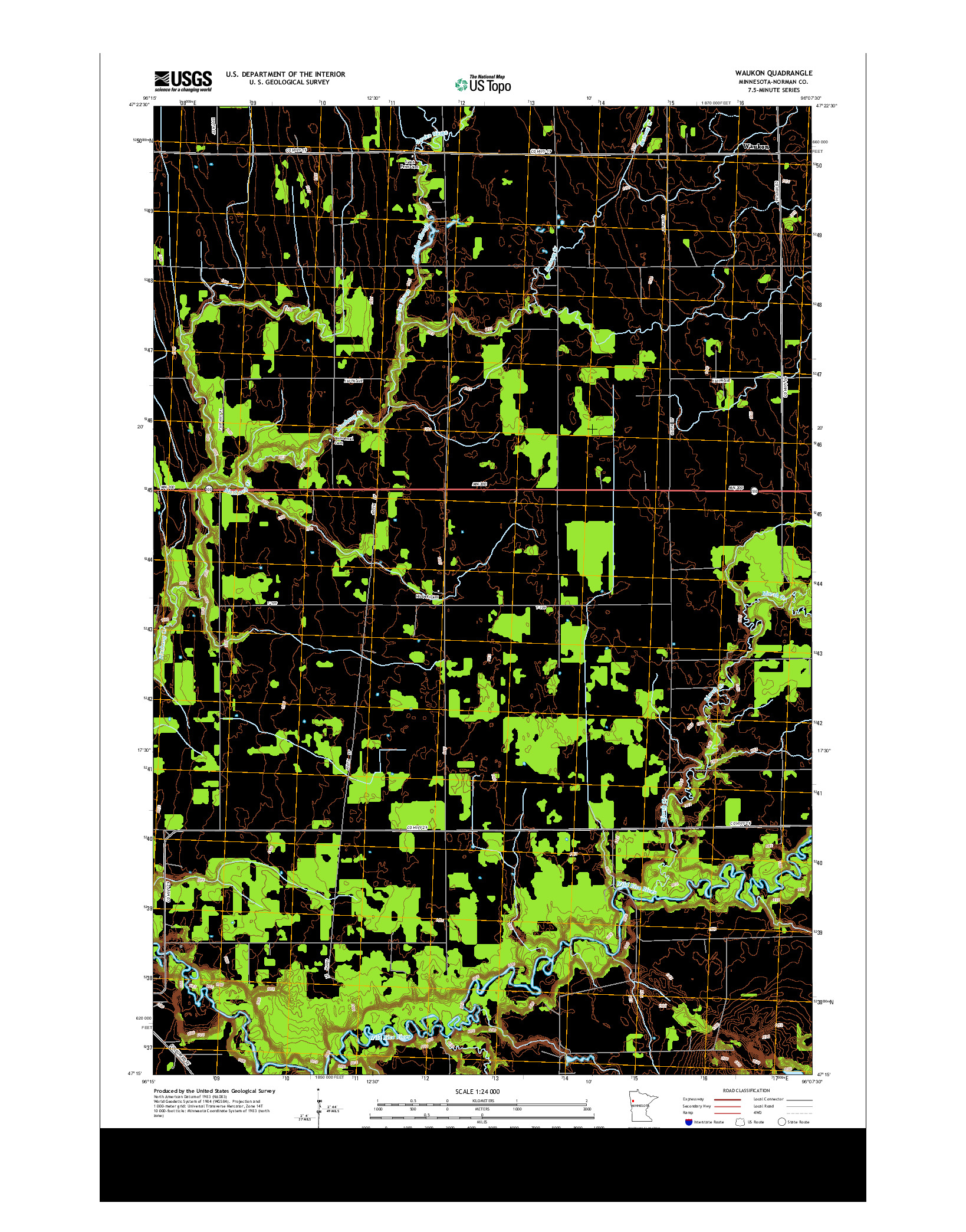 USGS US TOPO 7.5-MINUTE MAP FOR WAUKON, MN 2013