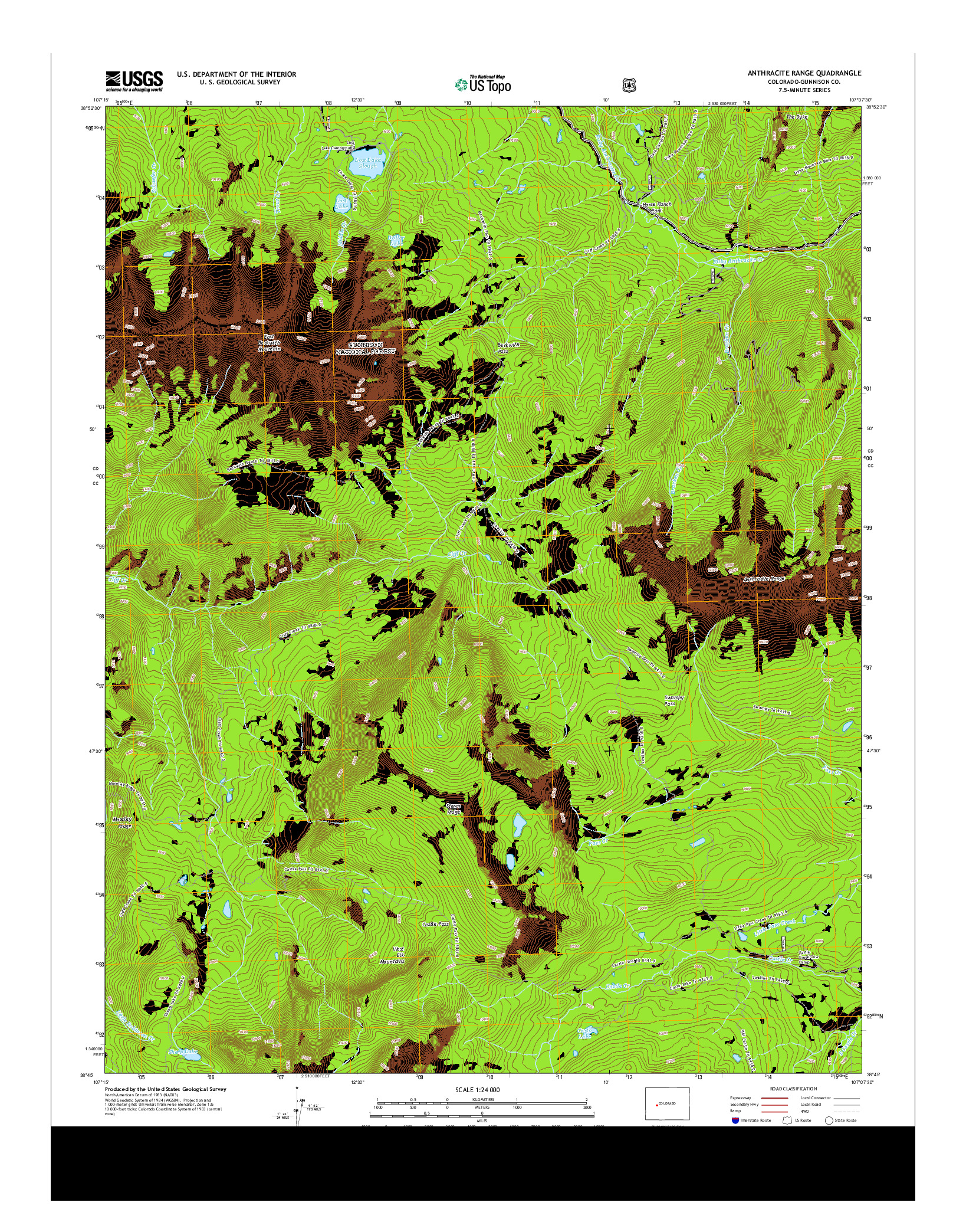 USGS US TOPO 7.5-MINUTE MAP FOR ANTHRACITE RANGE, CO 2013