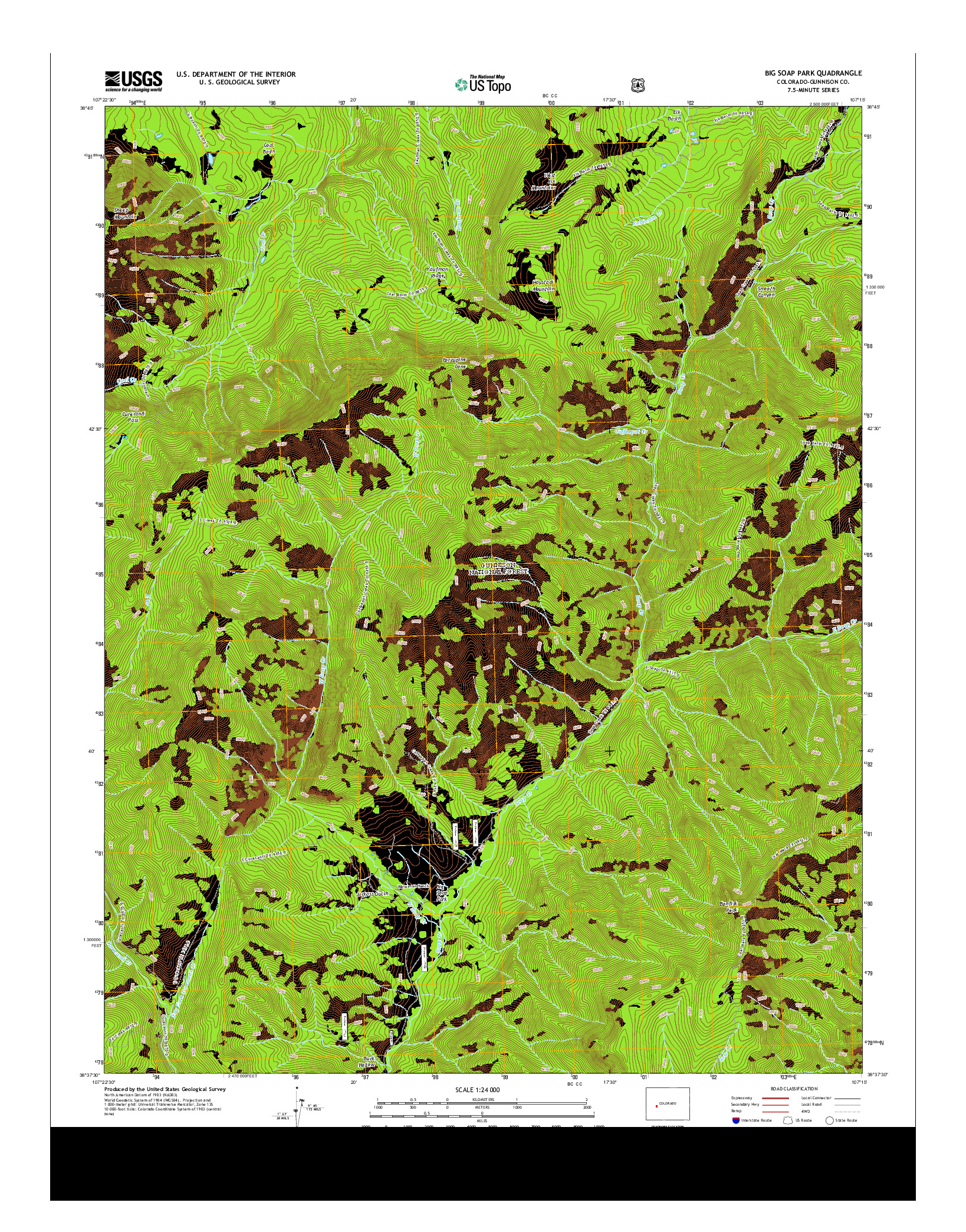 USGS US TOPO 7.5-MINUTE MAP FOR BIG SOAP PARK, CO 2013