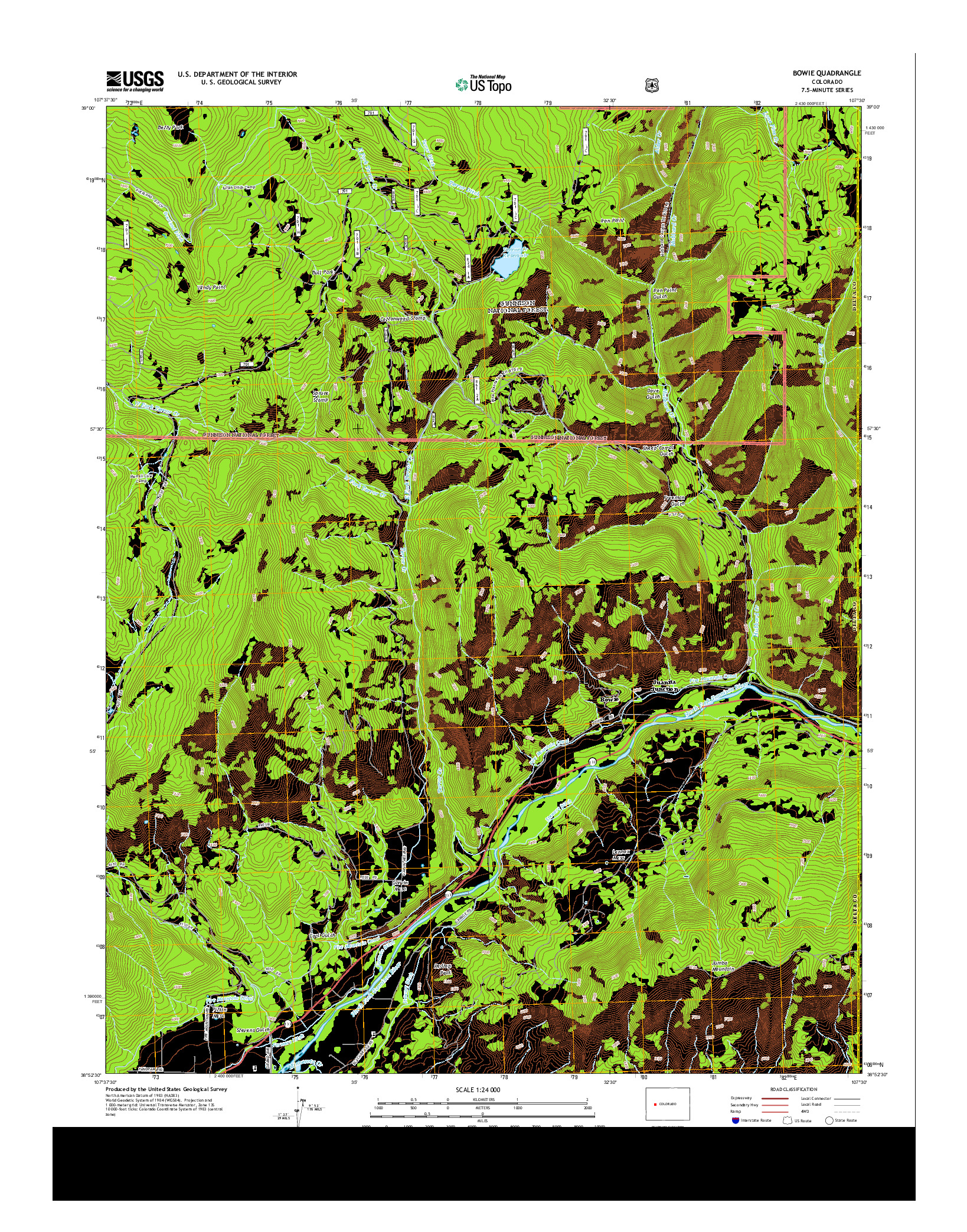 USGS US TOPO 7.5-MINUTE MAP FOR BOWIE, CO 2013