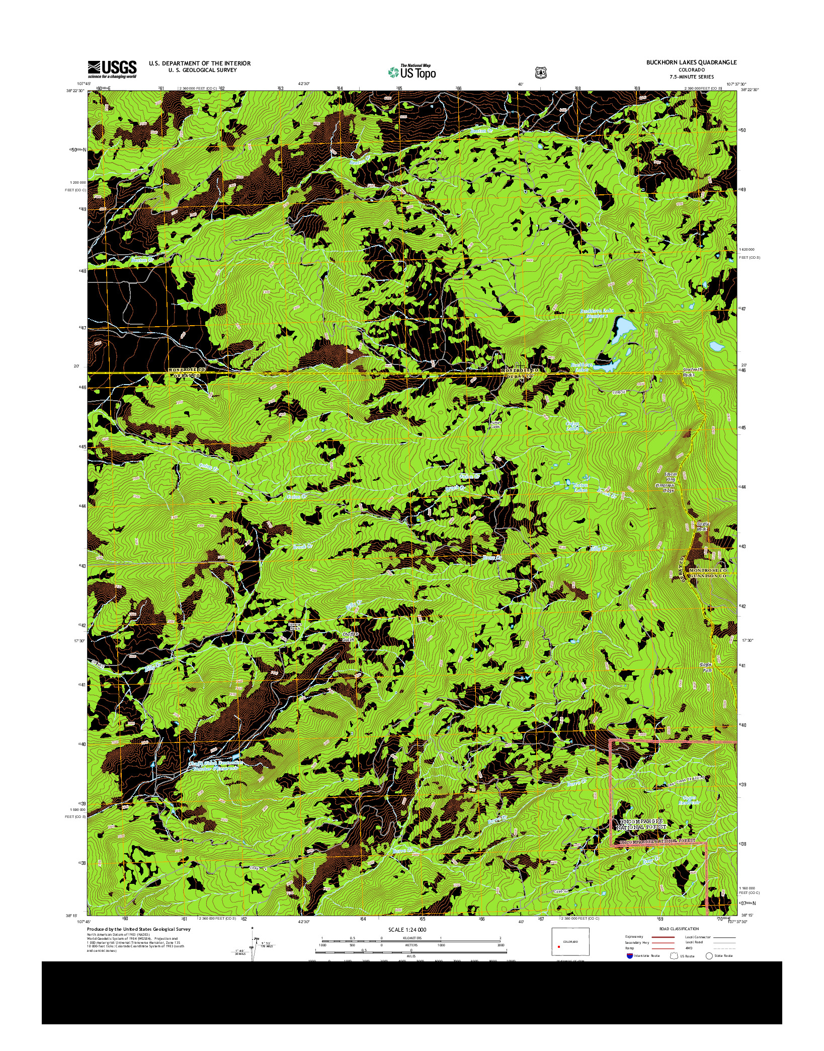 USGS US TOPO 7.5-MINUTE MAP FOR BUCKHORN LAKES, CO 2013