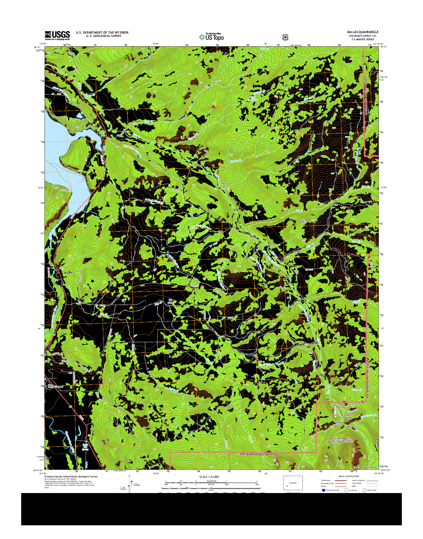 USGS US TOPO 7.5-MINUTE MAP FOR DALLAS, CO 2013