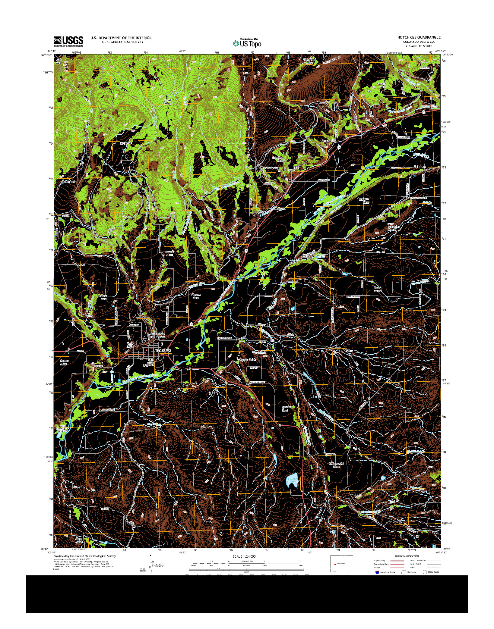 USGS US TOPO 7.5-MINUTE MAP FOR HOTCHKISS, CO 2013