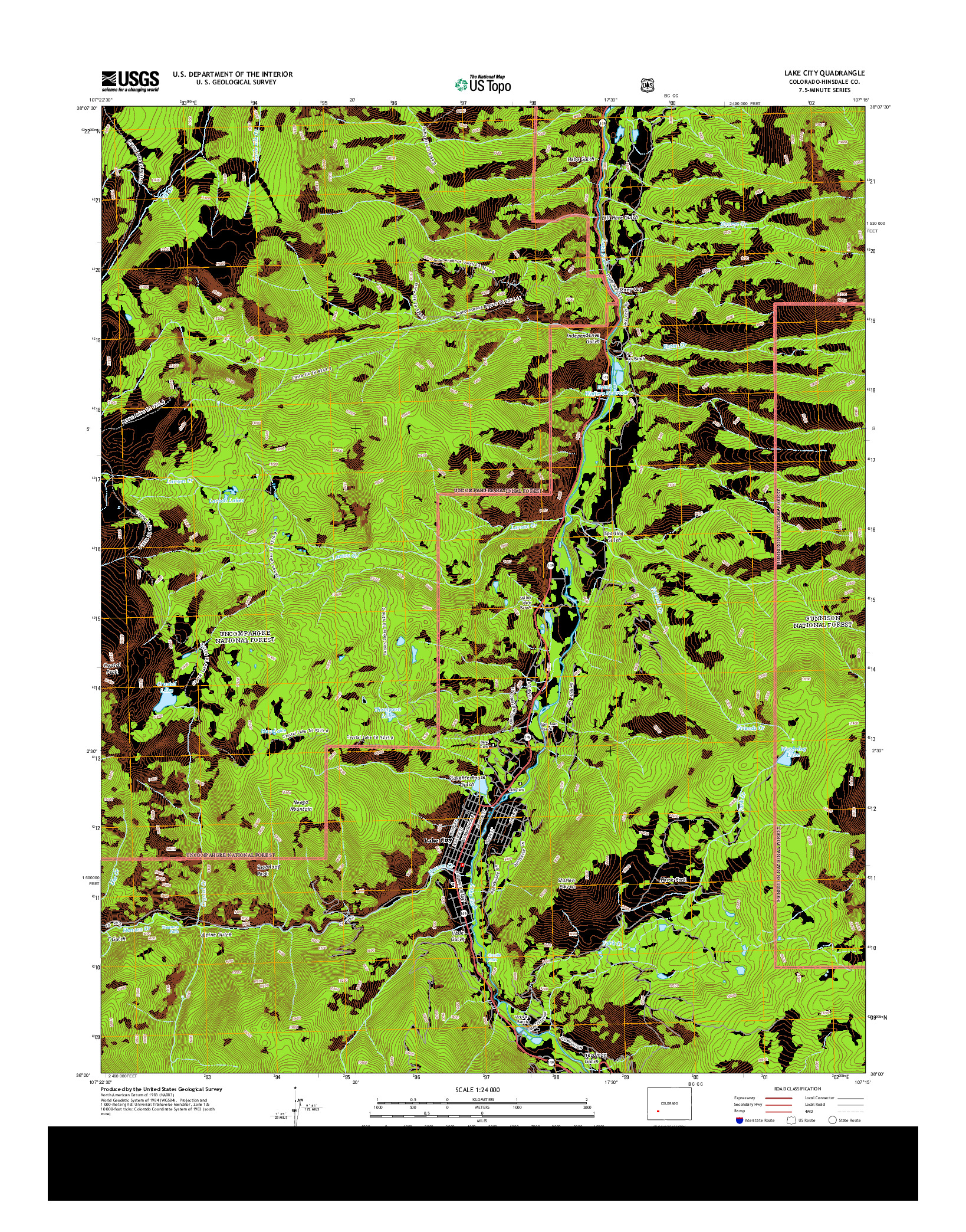 USGS US TOPO 7.5-MINUTE MAP FOR LAKE CITY, CO 2013