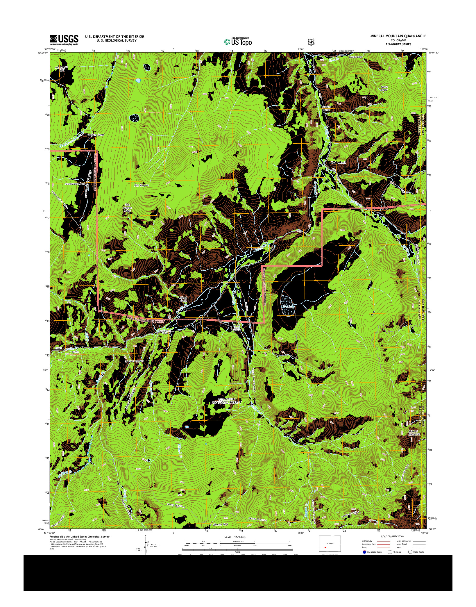 USGS US TOPO 7.5-MINUTE MAP FOR MINERAL MOUNTAIN, CO 2013