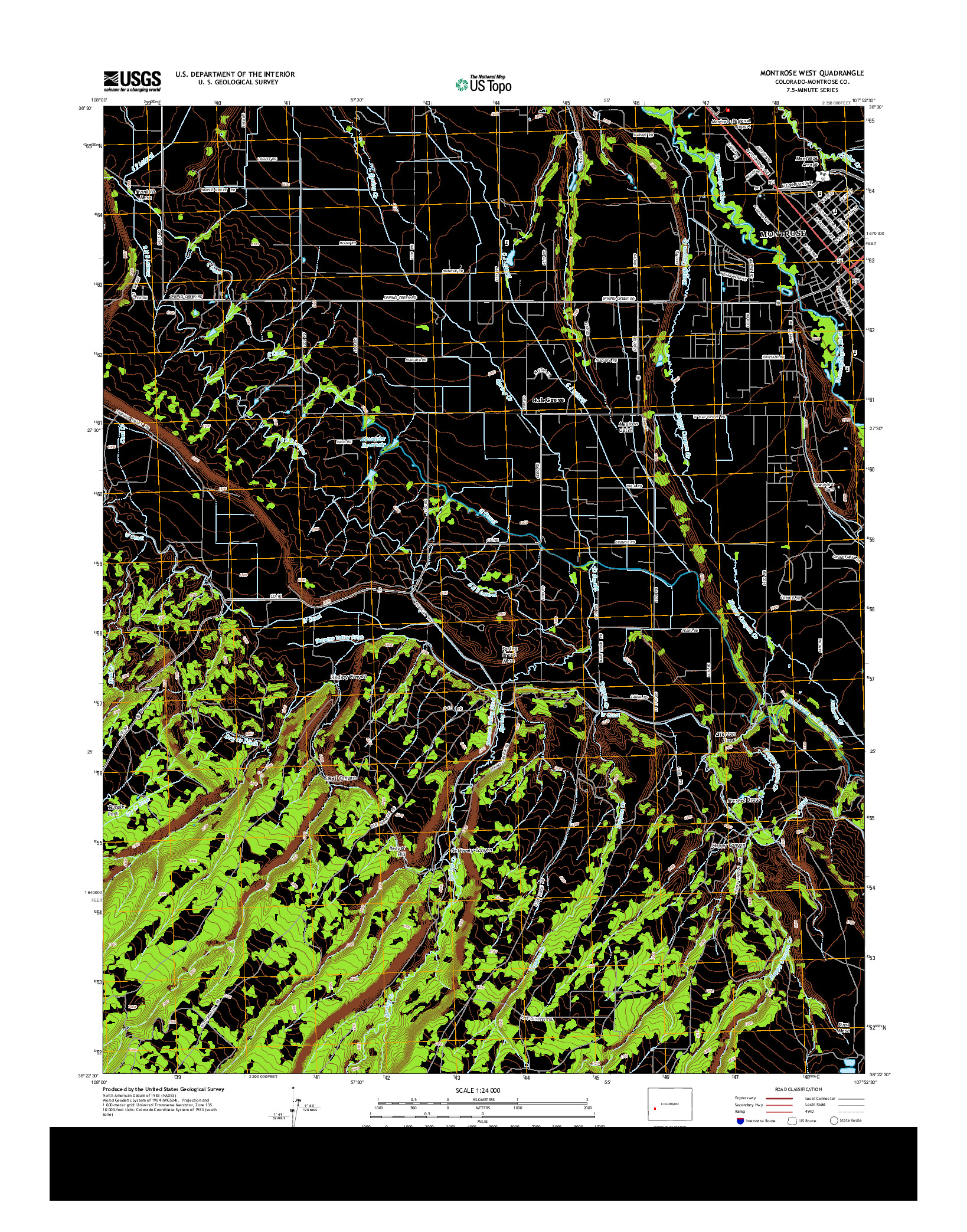 USGS US TOPO 7.5-MINUTE MAP FOR MONTROSE WEST, CO 2013