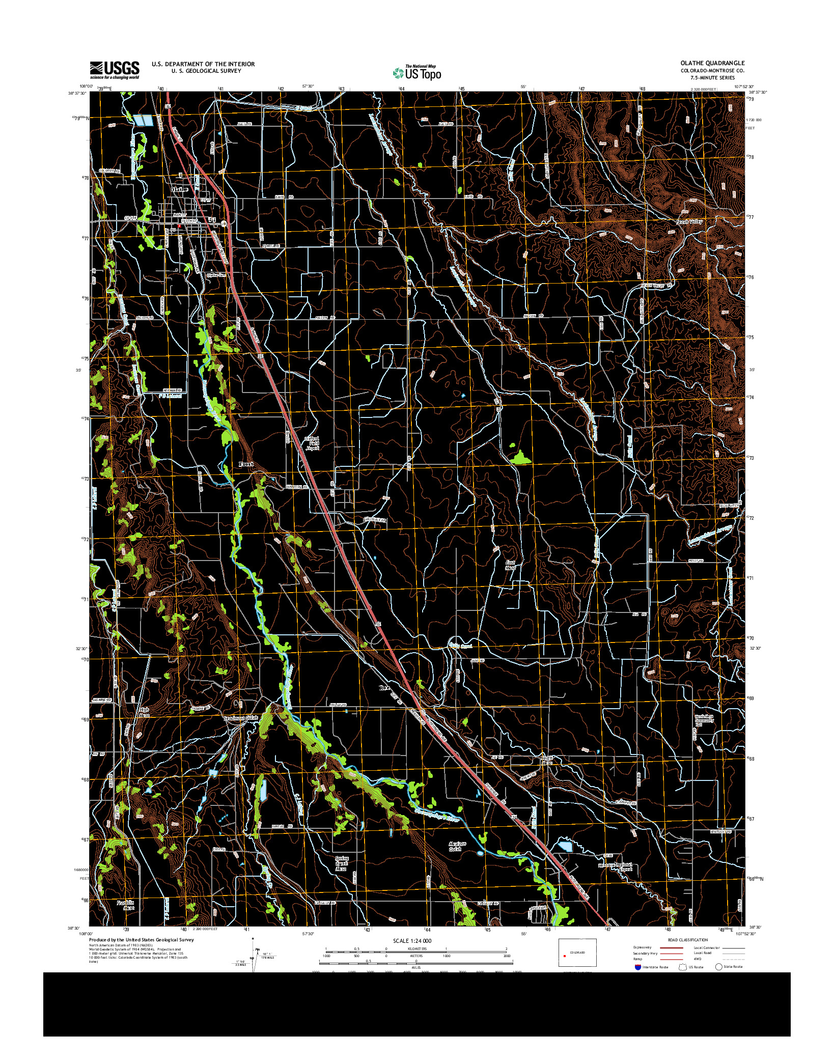 USGS US TOPO 7.5-MINUTE MAP FOR OLATHE, CO 2013