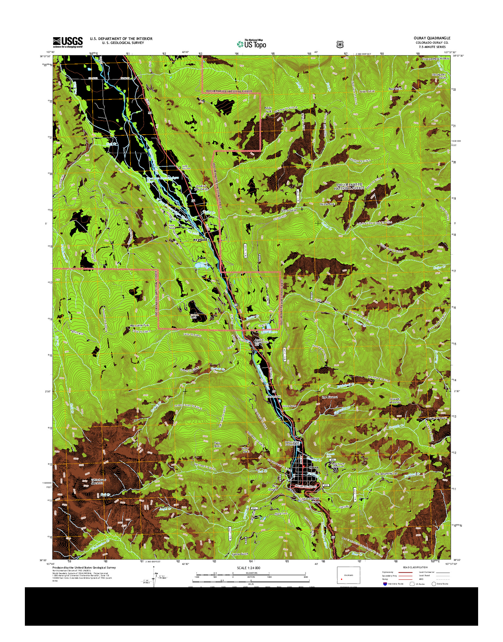 USGS US TOPO 7.5-MINUTE MAP FOR OURAY, CO 2013