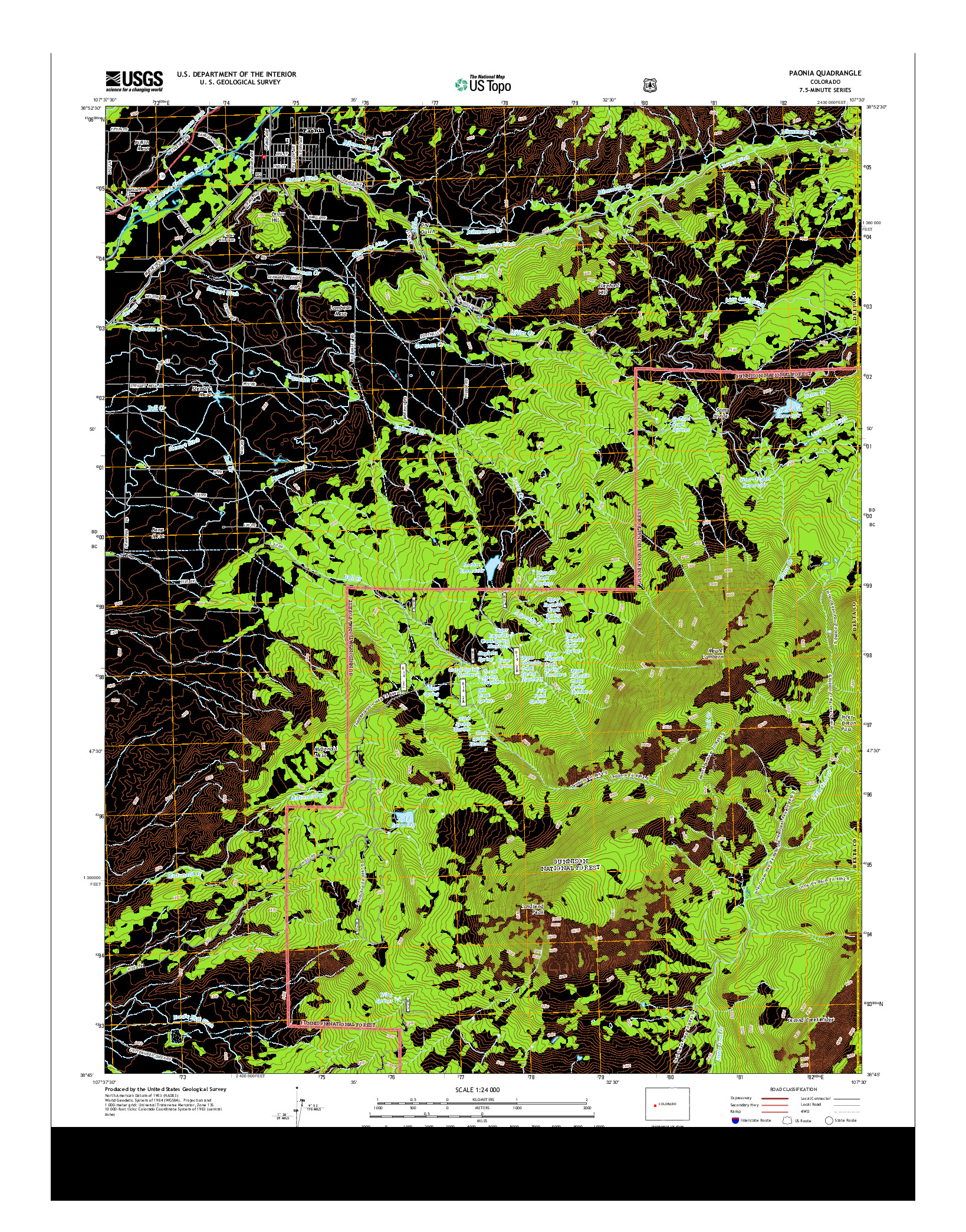 USGS US TOPO 7.5-MINUTE MAP FOR PAONIA, CO 2013