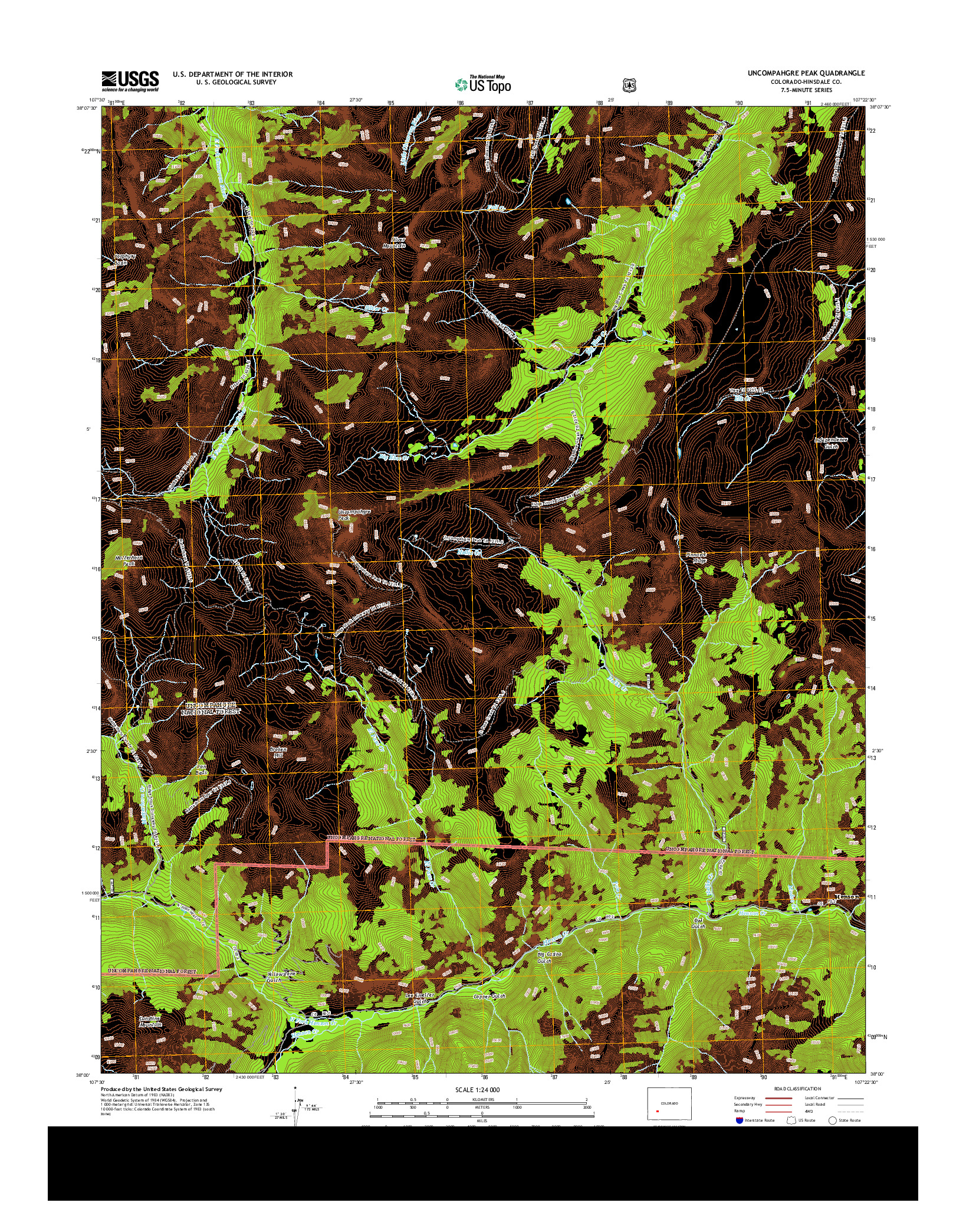 USGS US TOPO 7.5-MINUTE MAP FOR UNCOMPAHGRE PEAK, CO 2013