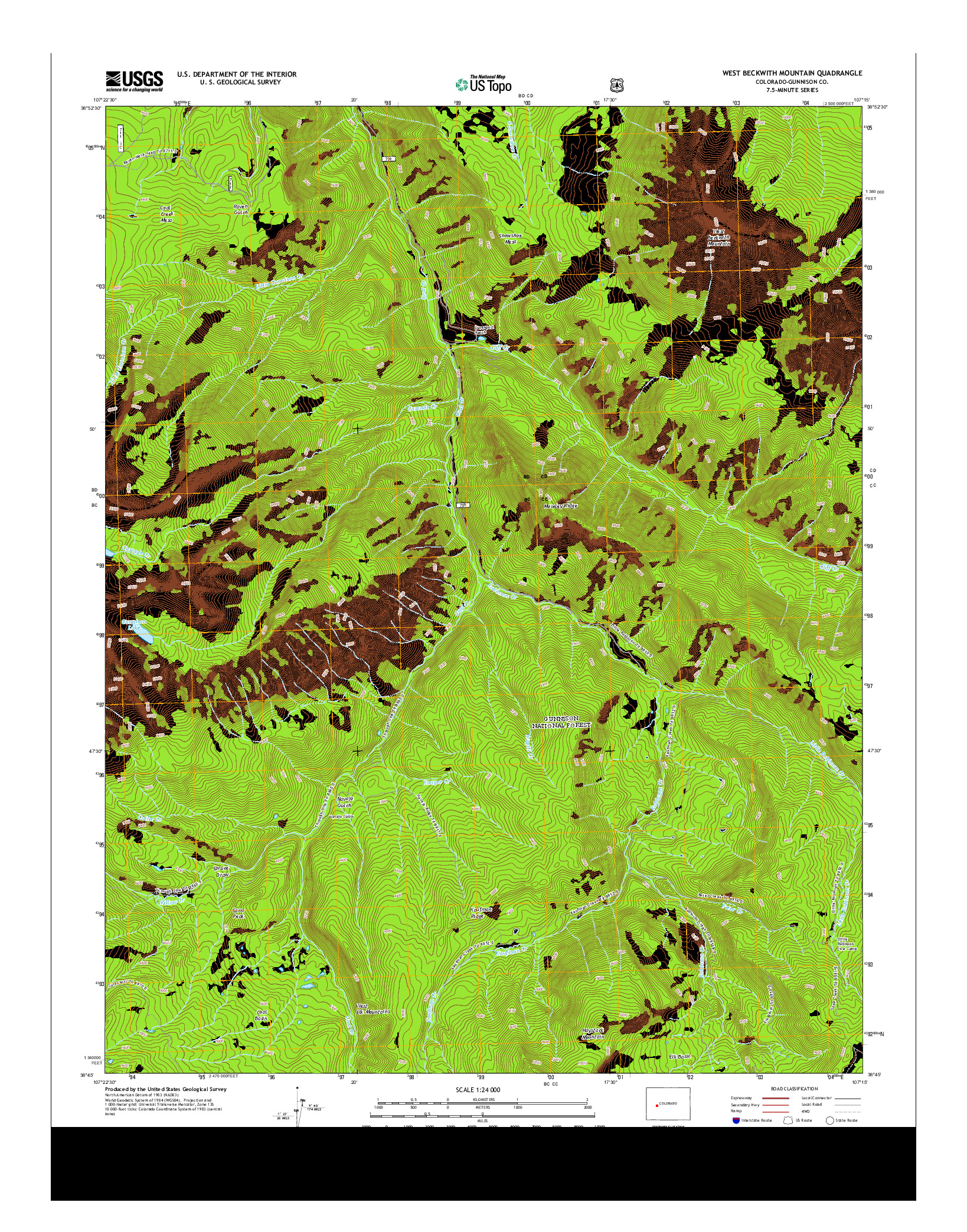 USGS US TOPO 7.5-MINUTE MAP FOR WEST BECKWITH MOUNTAIN, CO 2013