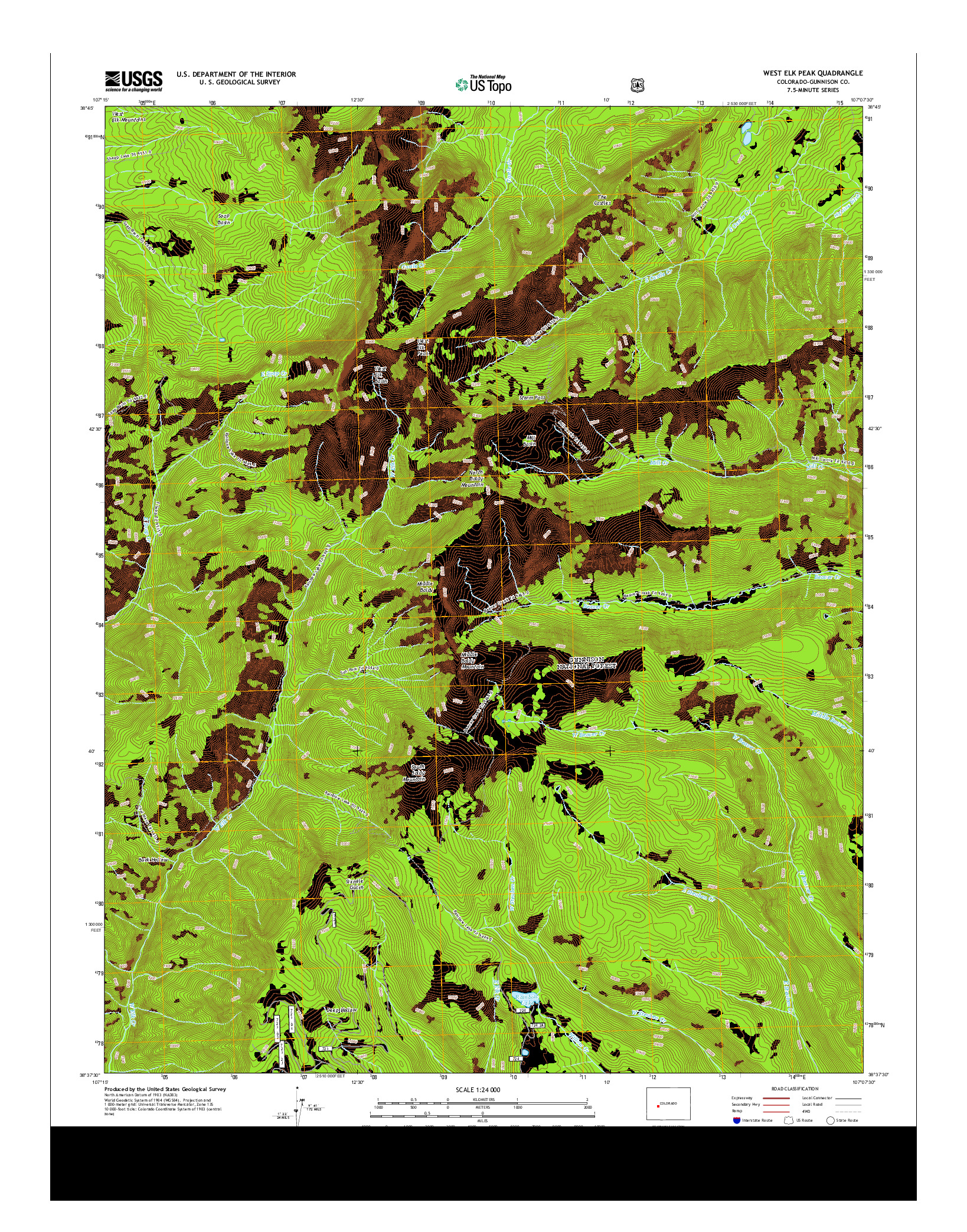 USGS US TOPO 7.5-MINUTE MAP FOR WEST ELK PEAK, CO 2013