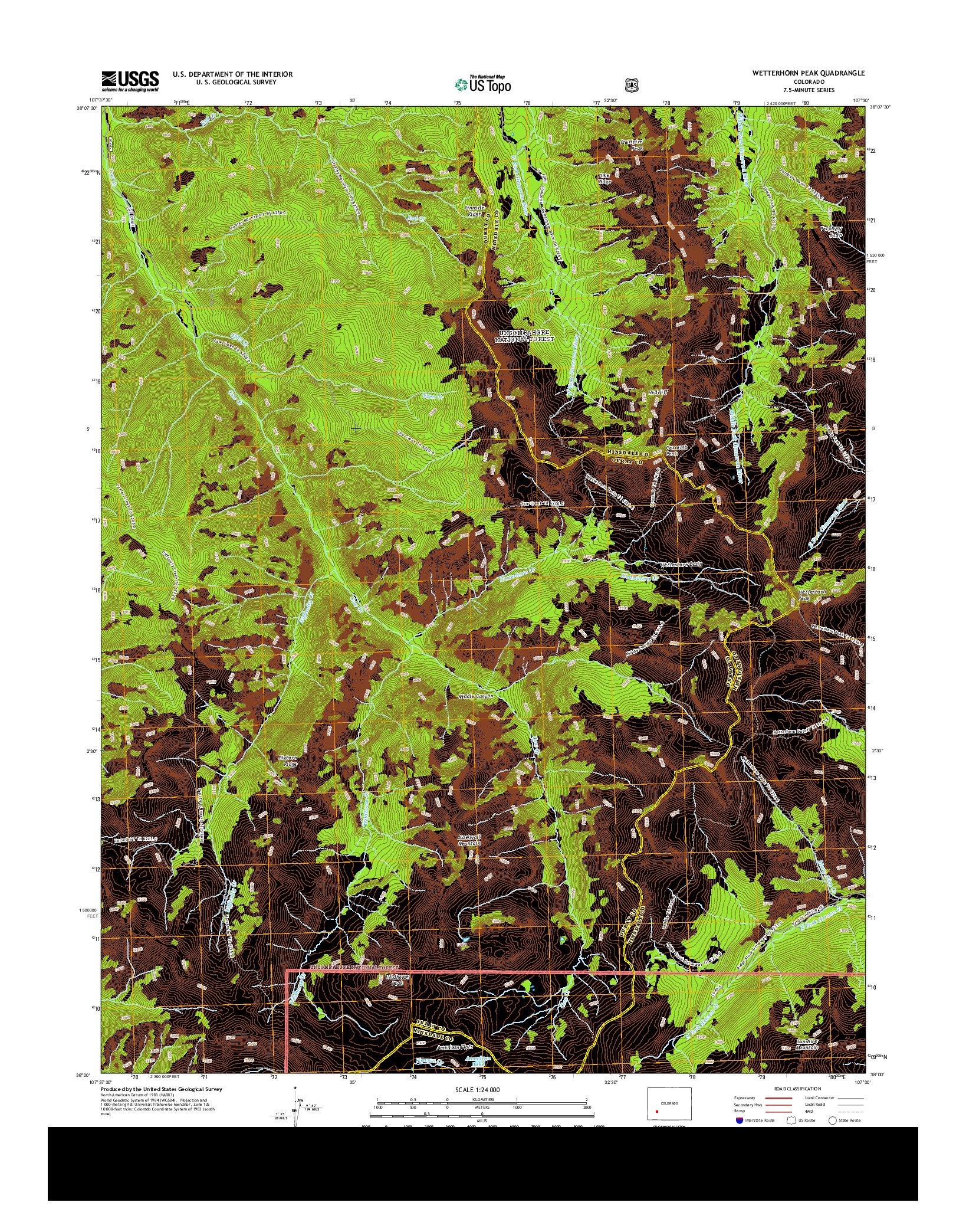 USGS US TOPO 7.5-MINUTE MAP FOR WETTERHORN PEAK, CO 2013