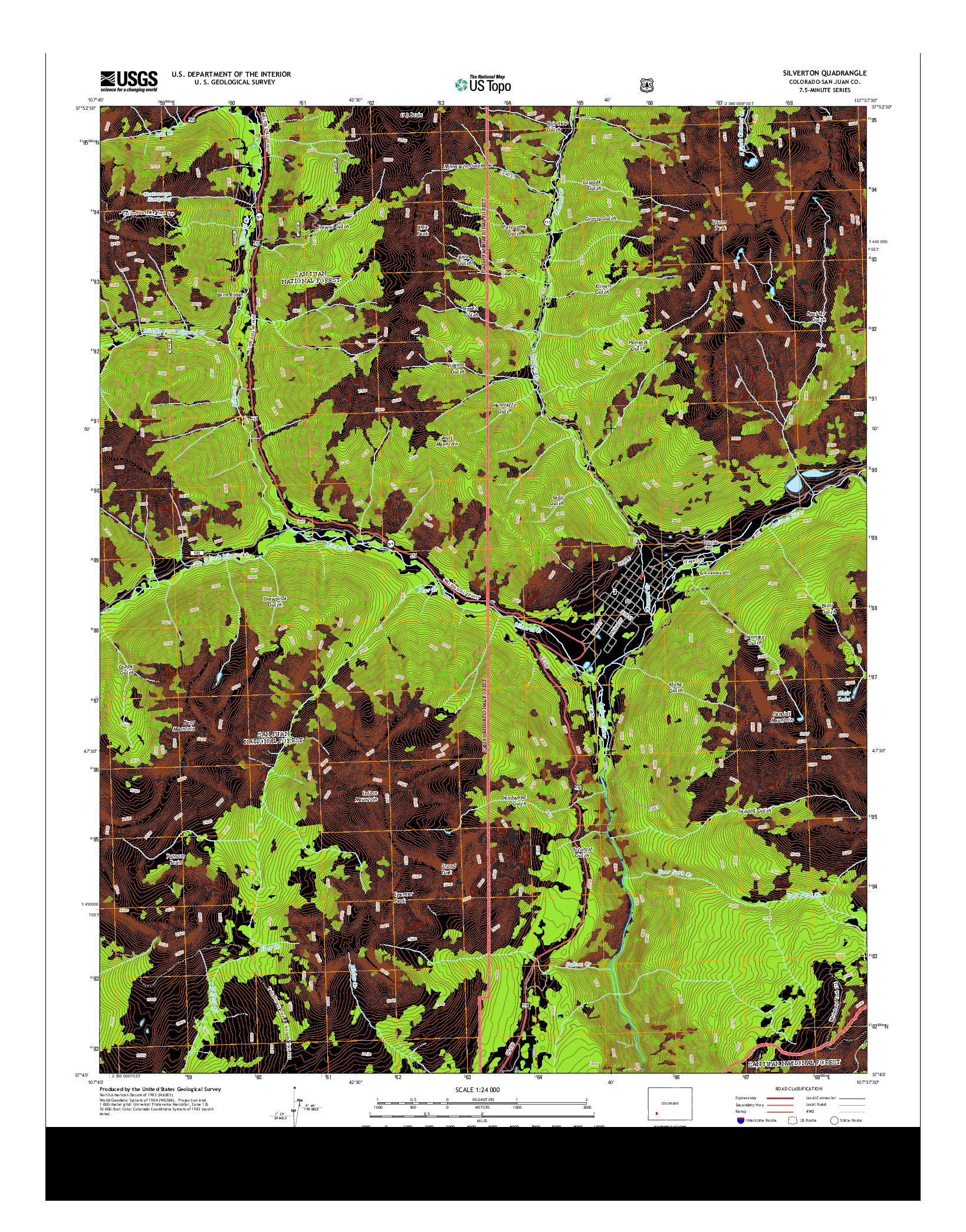 USGS US TOPO 7.5-MINUTE MAP FOR SILVERTON, CO 2013