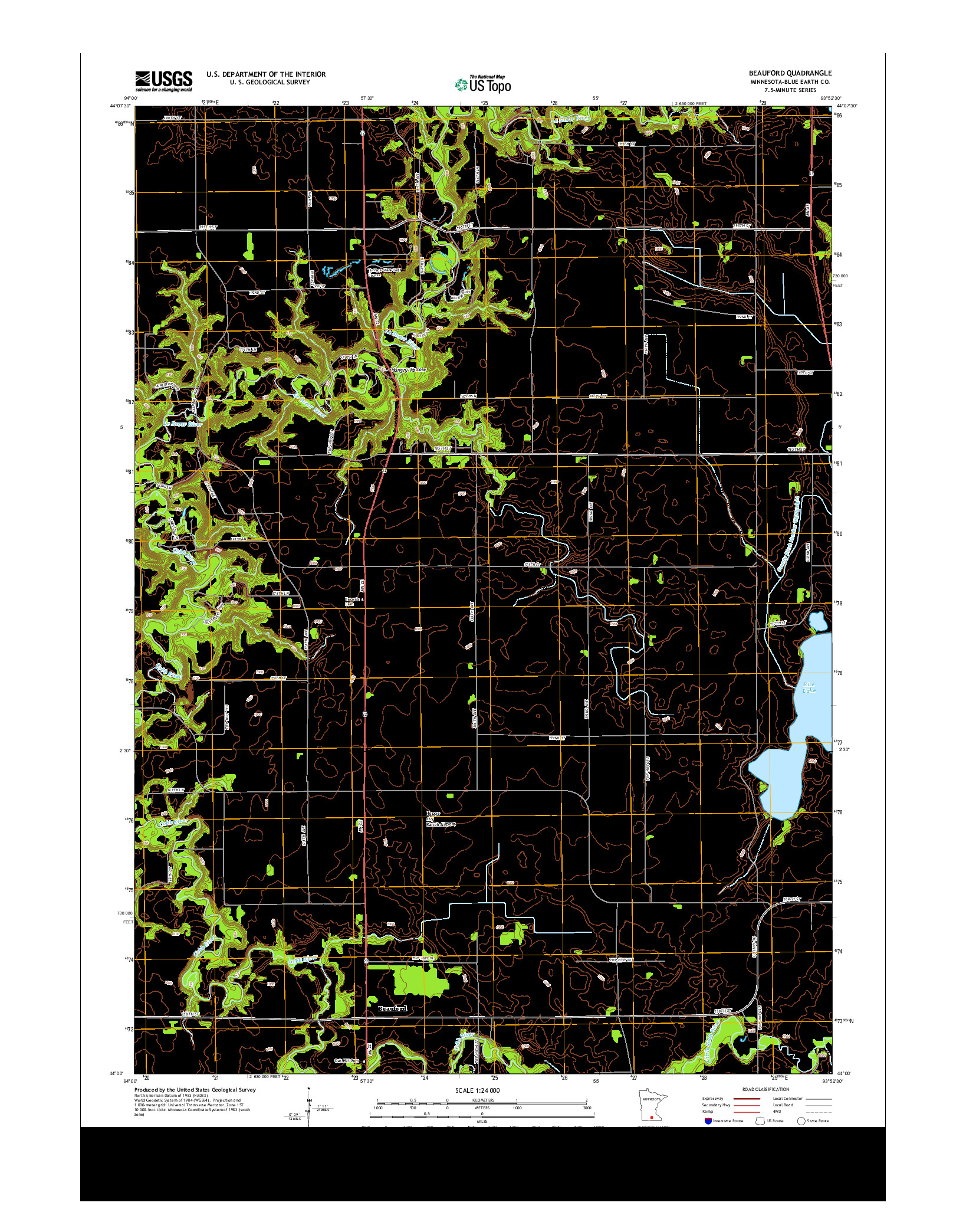 USGS US TOPO 7.5-MINUTE MAP FOR BEAUFORD, MN 2013