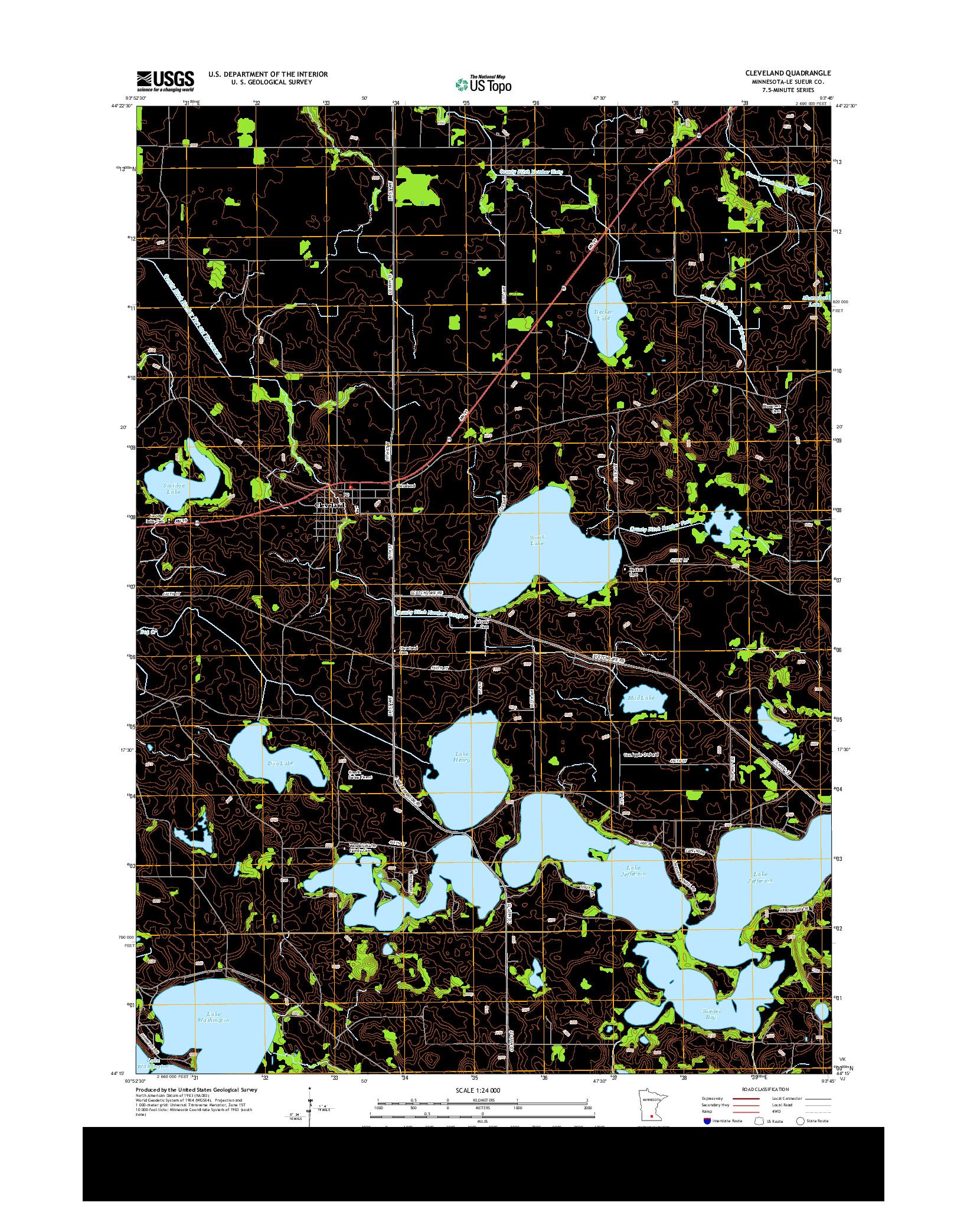 USGS US TOPO 7.5-MINUTE MAP FOR CLEVELAND, MN 2013
