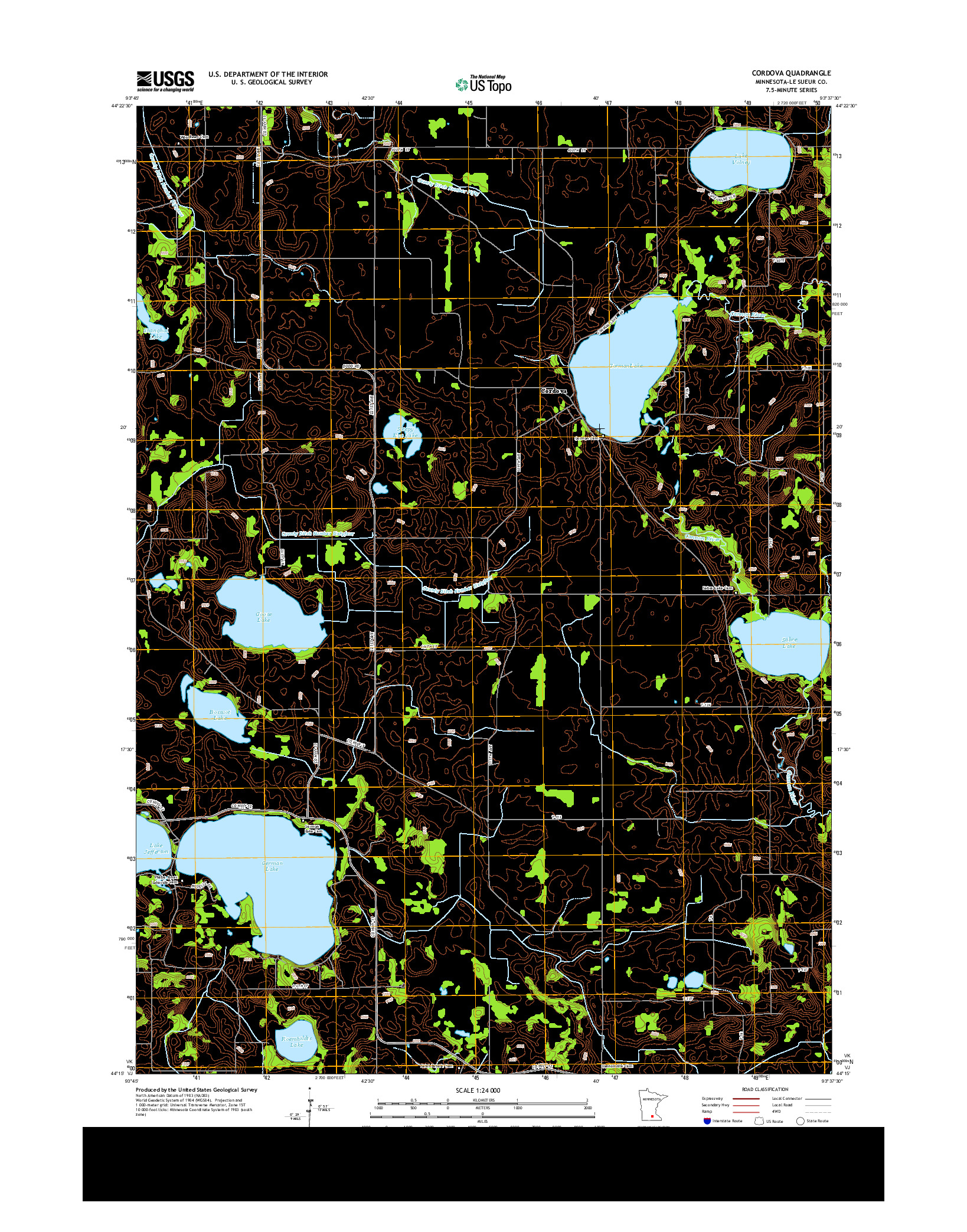 USGS US TOPO 7.5-MINUTE MAP FOR CORDOVA, MN 2013