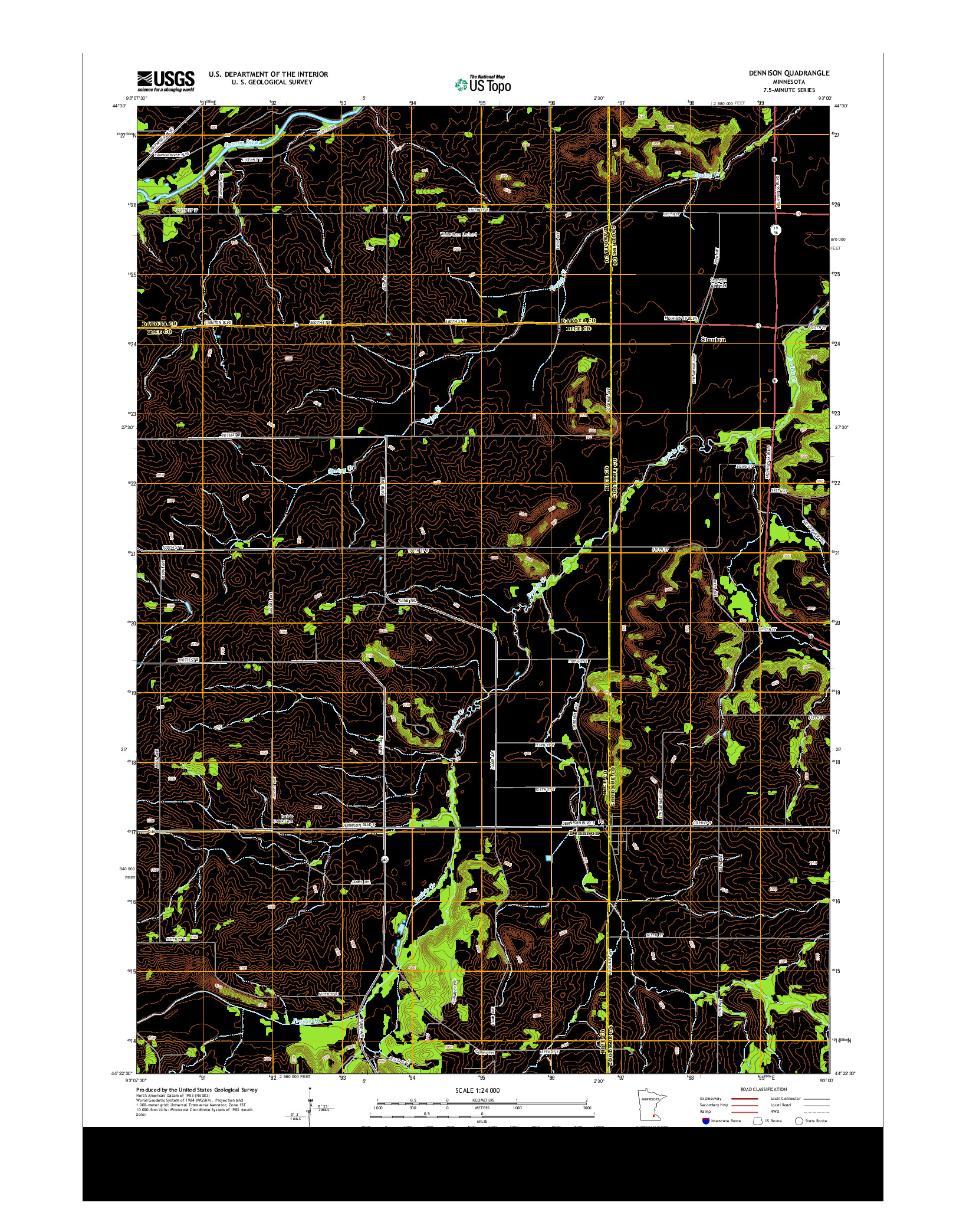 USGS US TOPO 7.5-MINUTE MAP FOR DENNISON, MN 2013
