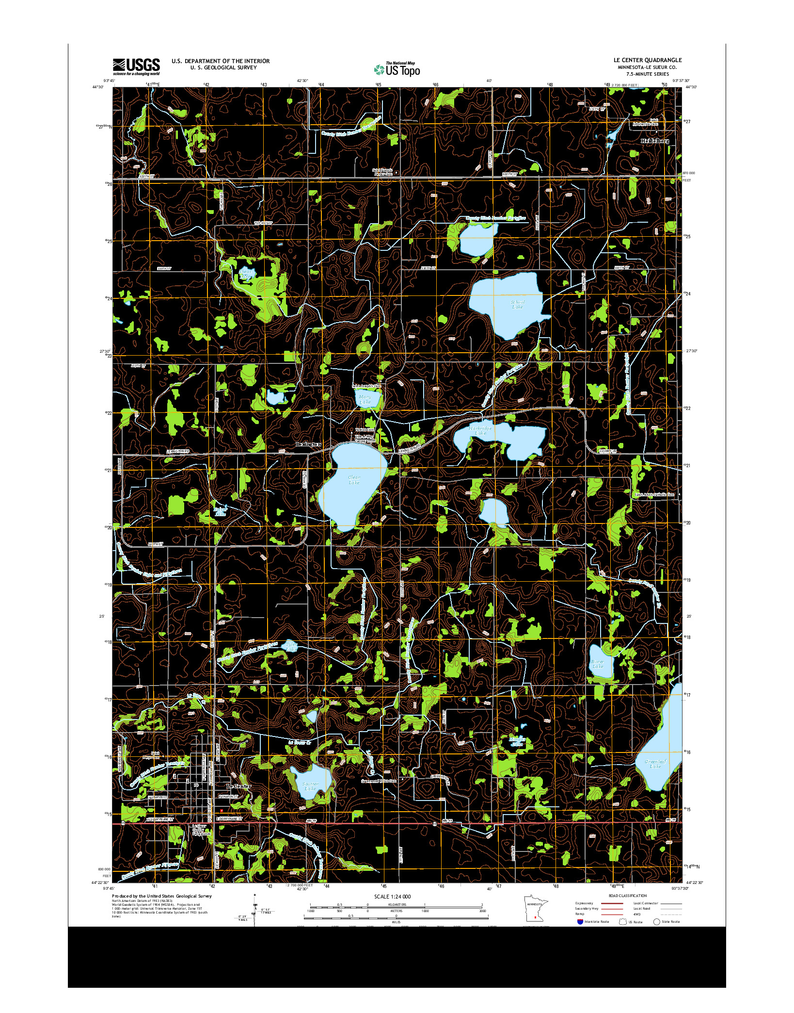USGS US TOPO 7.5-MINUTE MAP FOR LE CENTER, MN 2013