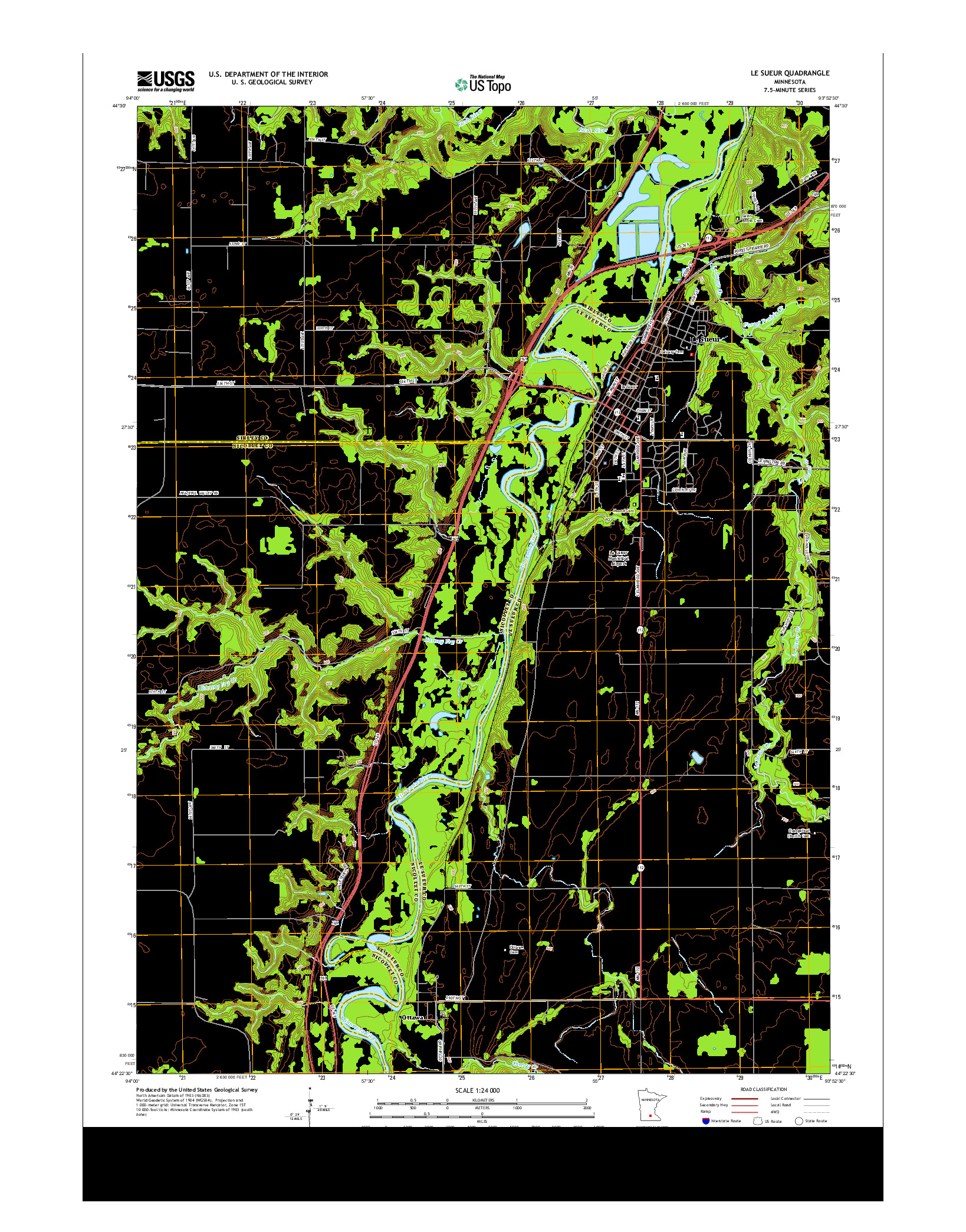 USGS US TOPO 7.5-MINUTE MAP FOR LE SUEUR, MN 2013