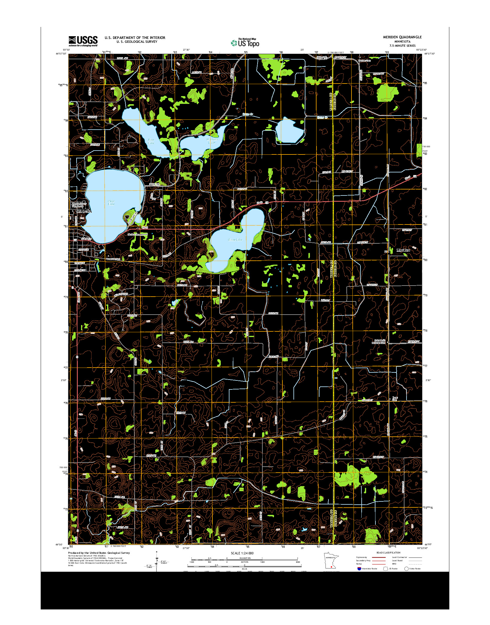 USGS US TOPO 7.5-MINUTE MAP FOR MERIDEN, MN 2013