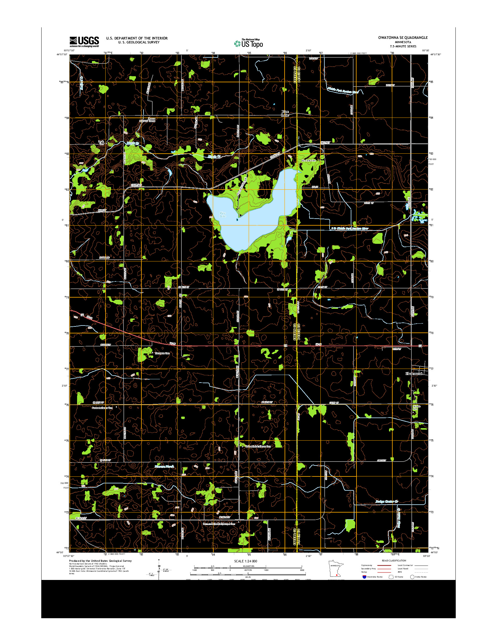 USGS US TOPO 7.5-MINUTE MAP FOR OWATONNA SE, MN 2013