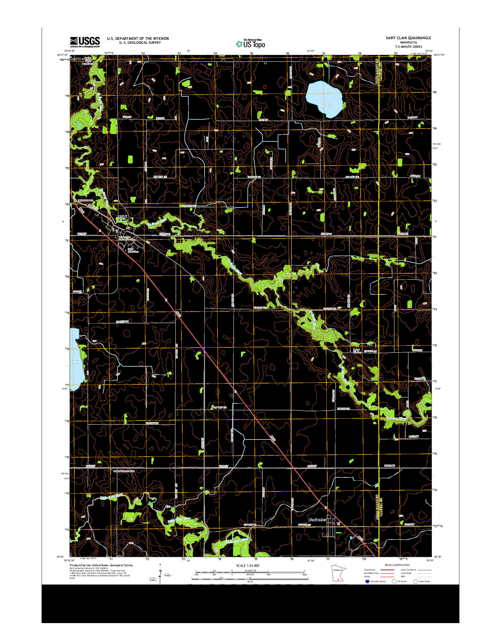 USGS US TOPO 7.5-MINUTE MAP FOR SAINT CLAIR, MN 2013