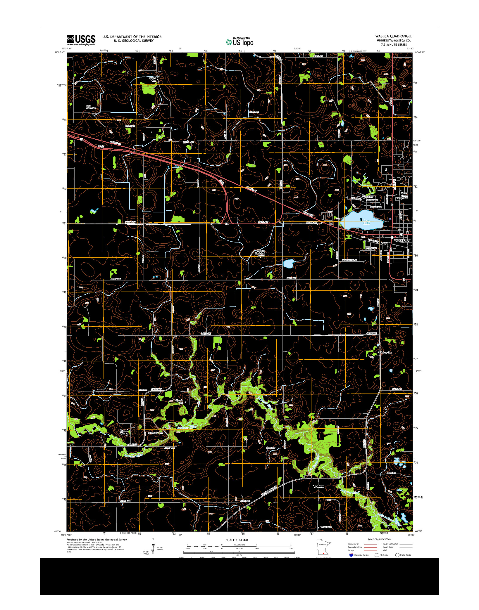 USGS US TOPO 7.5-MINUTE MAP FOR WASECA, MN 2013