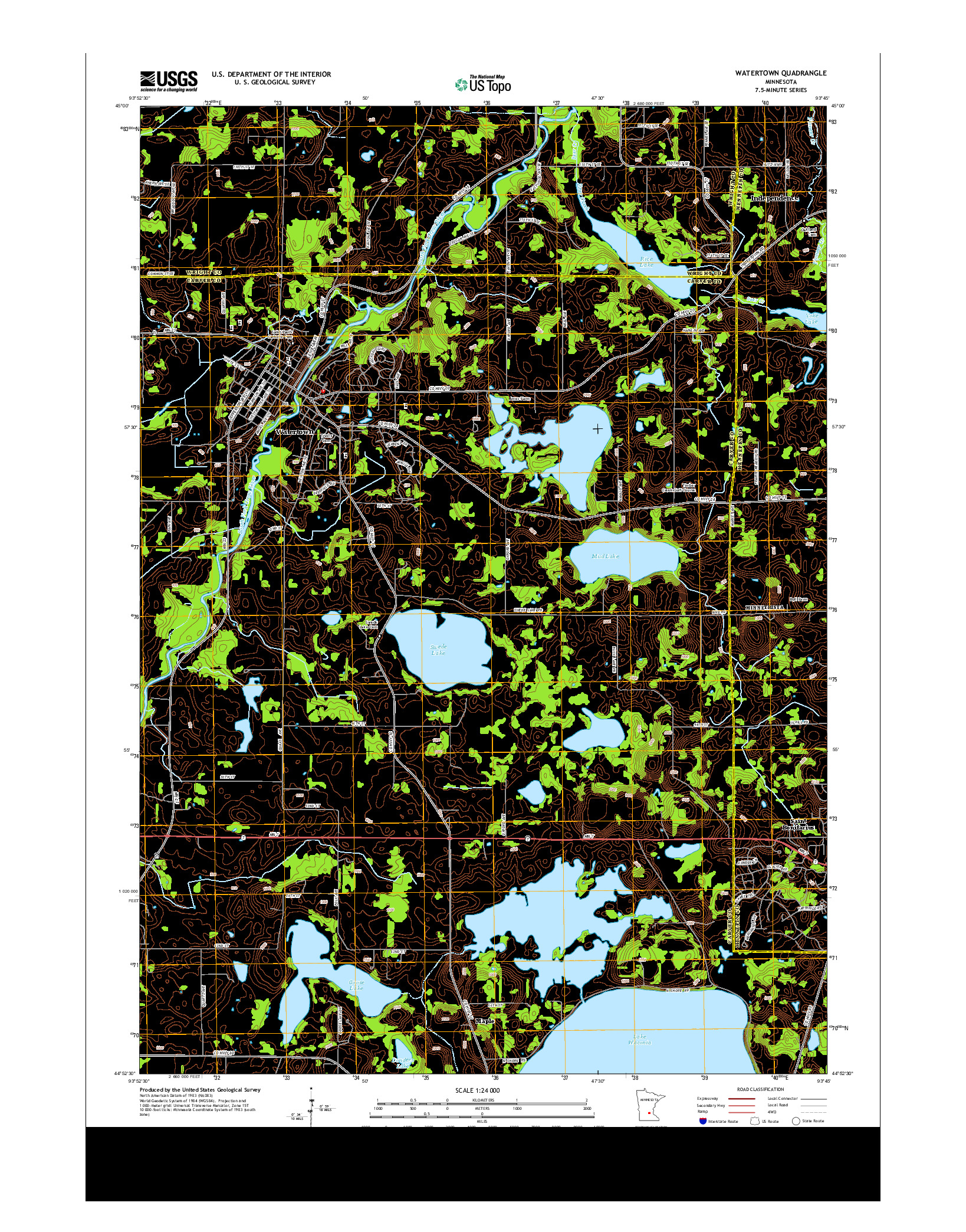 USGS US TOPO 7.5-MINUTE MAP FOR WATERTOWN, MN 2013