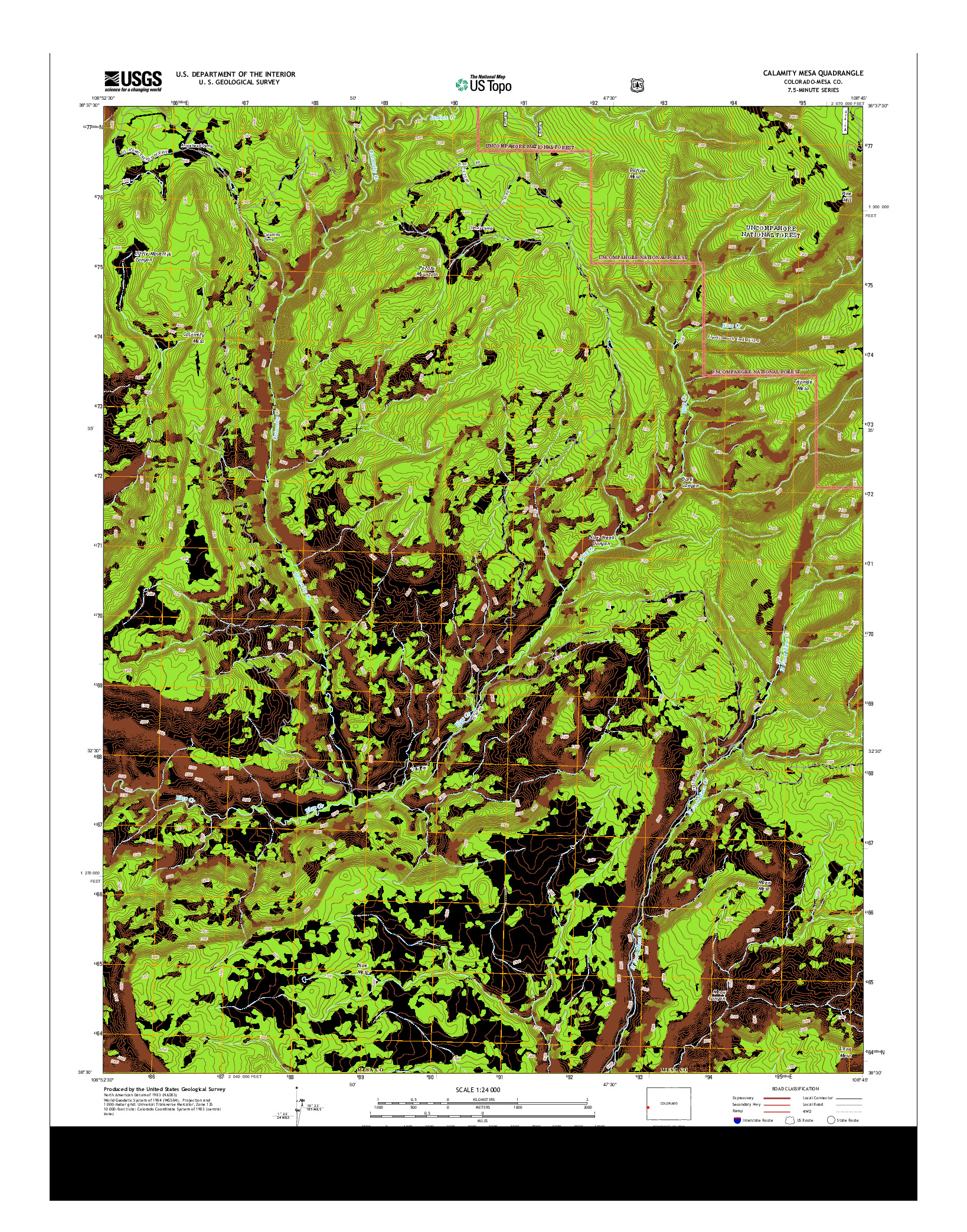 USGS US TOPO 7.5-MINUTE MAP FOR CALAMITY MESA, CO 2013