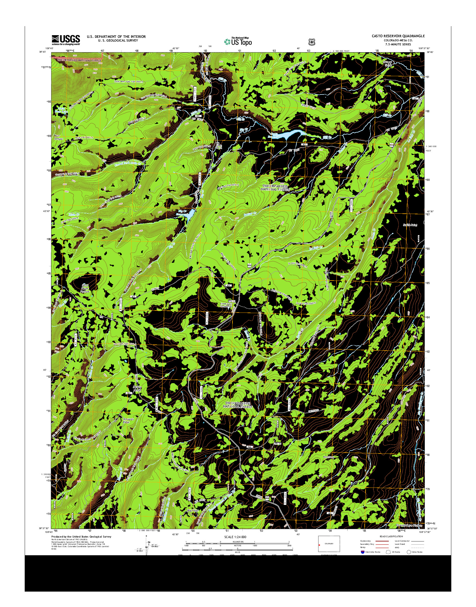 USGS US TOPO 7.5-MINUTE MAP FOR CASTO RESERVOIR, CO 2013
