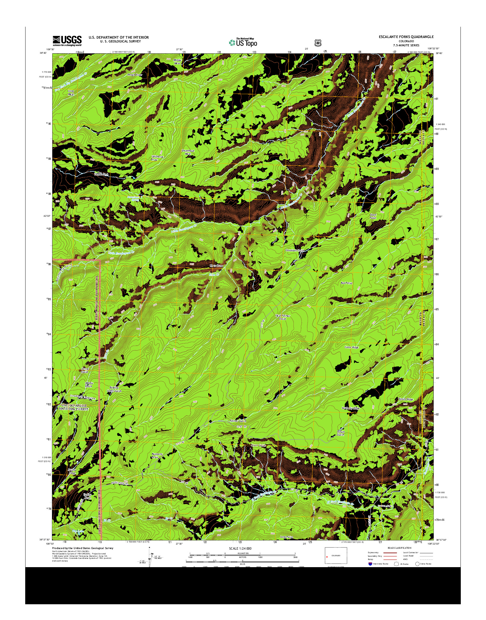USGS US TOPO 7.5-MINUTE MAP FOR ESCALANTE FORKS, CO 2013