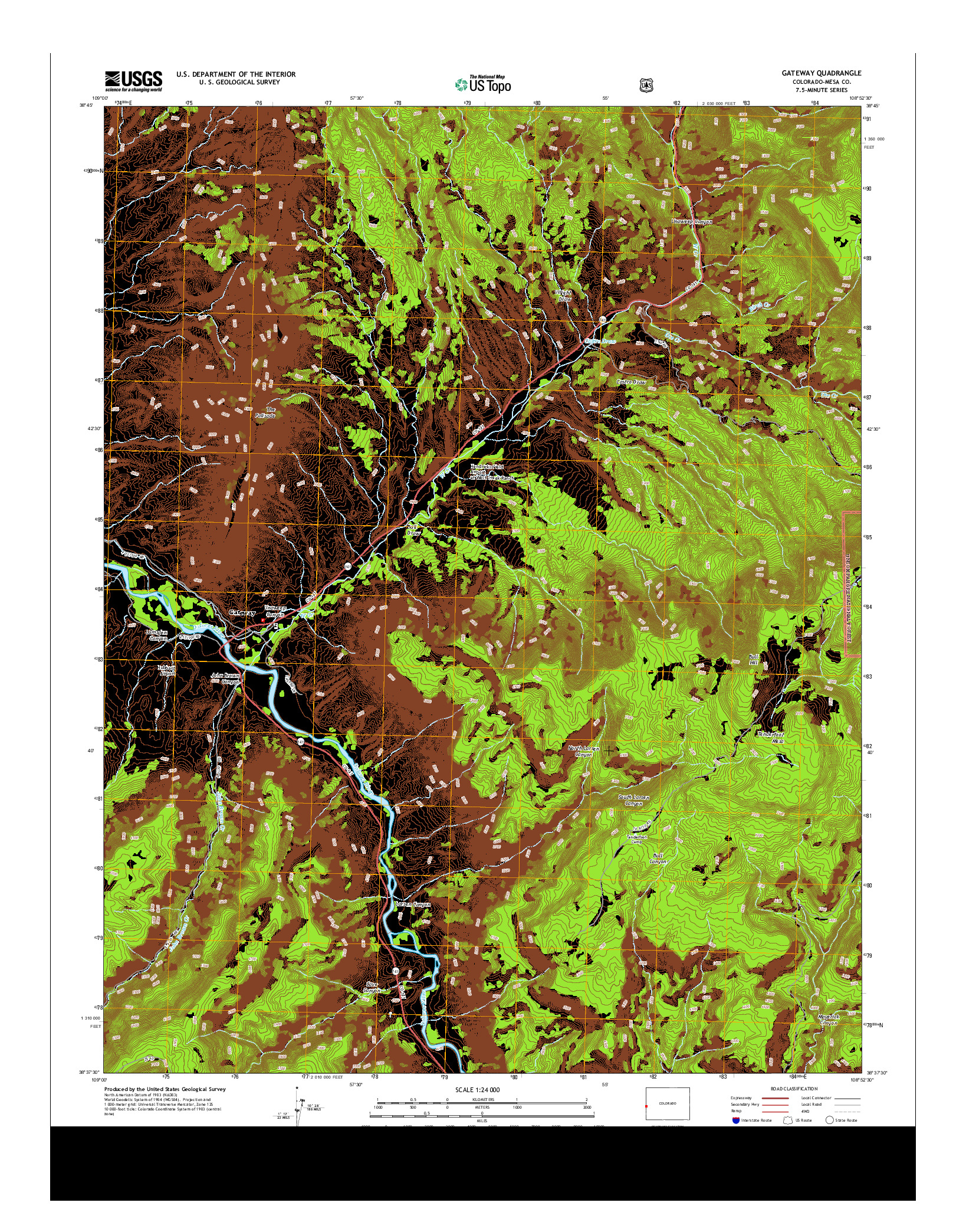 USGS US TOPO 7.5-MINUTE MAP FOR GATEWAY, CO 2013