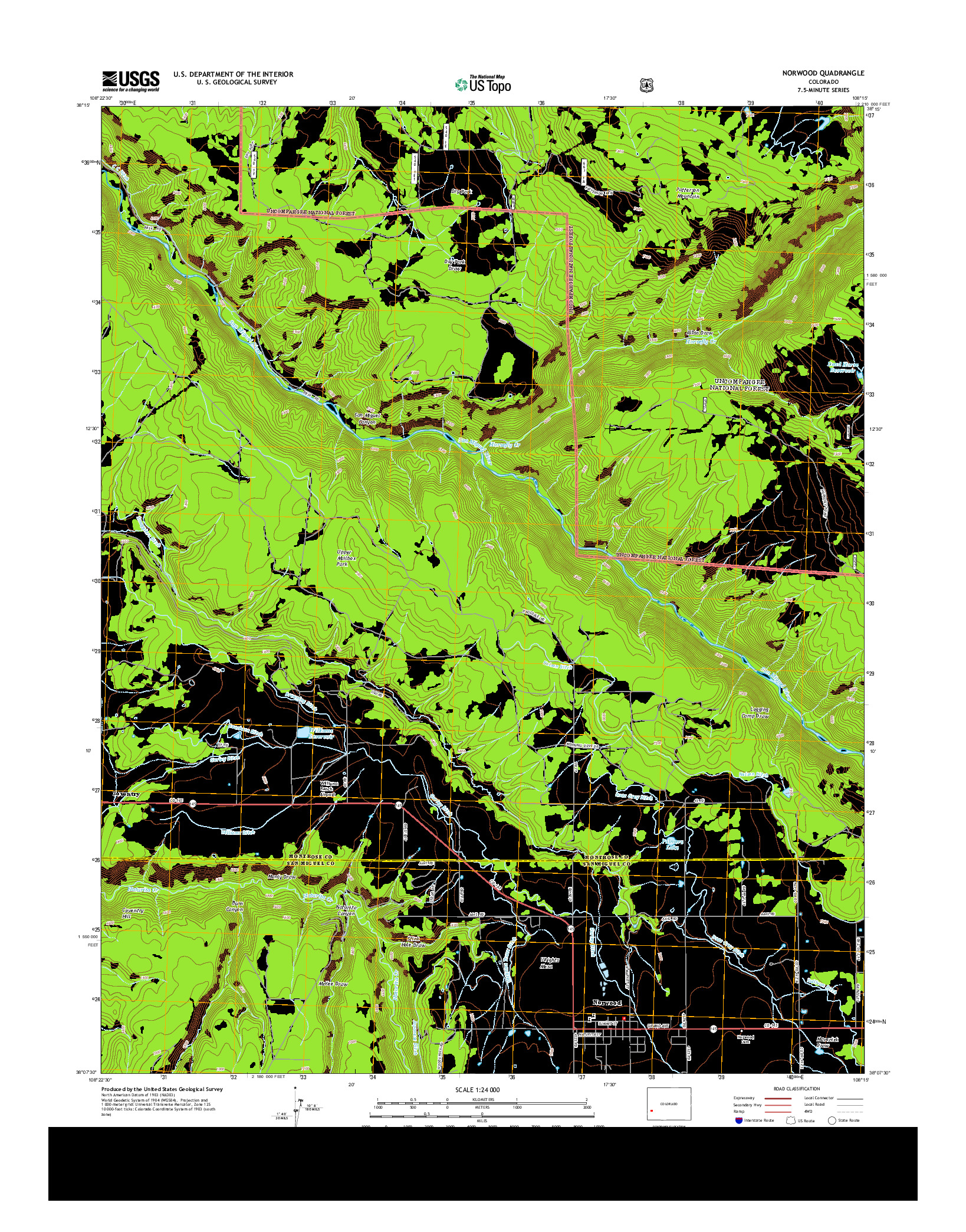 USGS US TOPO 7.5-MINUTE MAP FOR NORWOOD, CO 2013