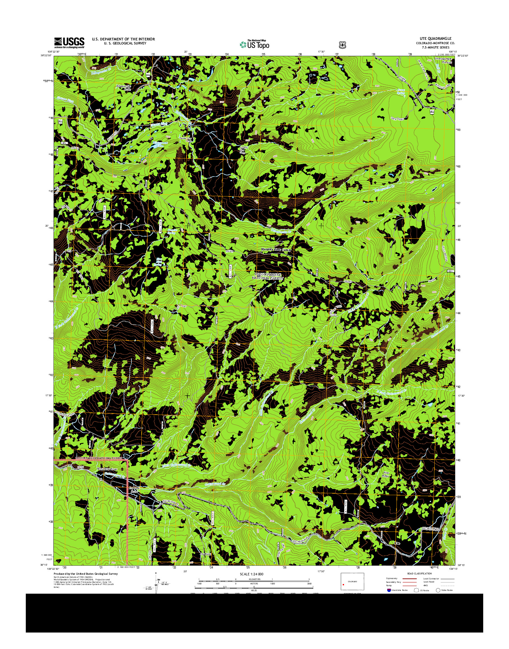 USGS US TOPO 7.5-MINUTE MAP FOR UTE, CO 2013